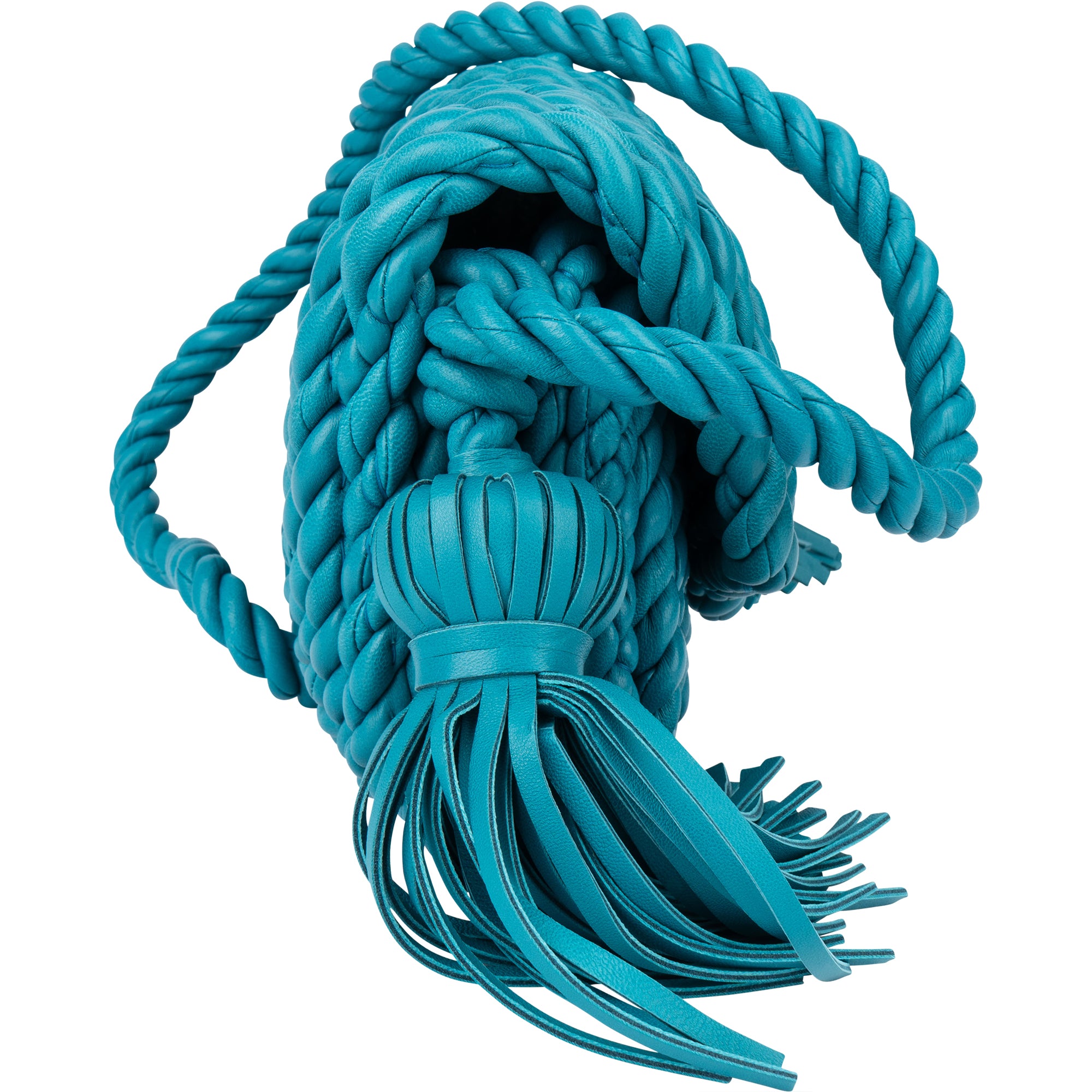 Sac à bandoulière « Torchon » en cuir tressé bleu de Bottega Veneta