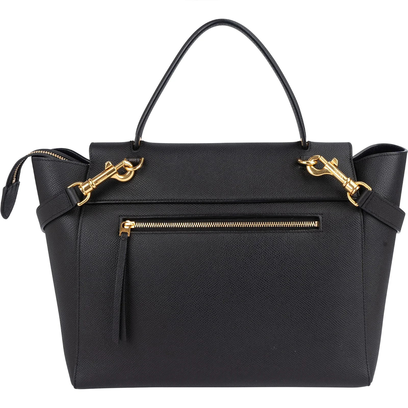 Céline Black Leather Grained Calfskin Belt Handbag