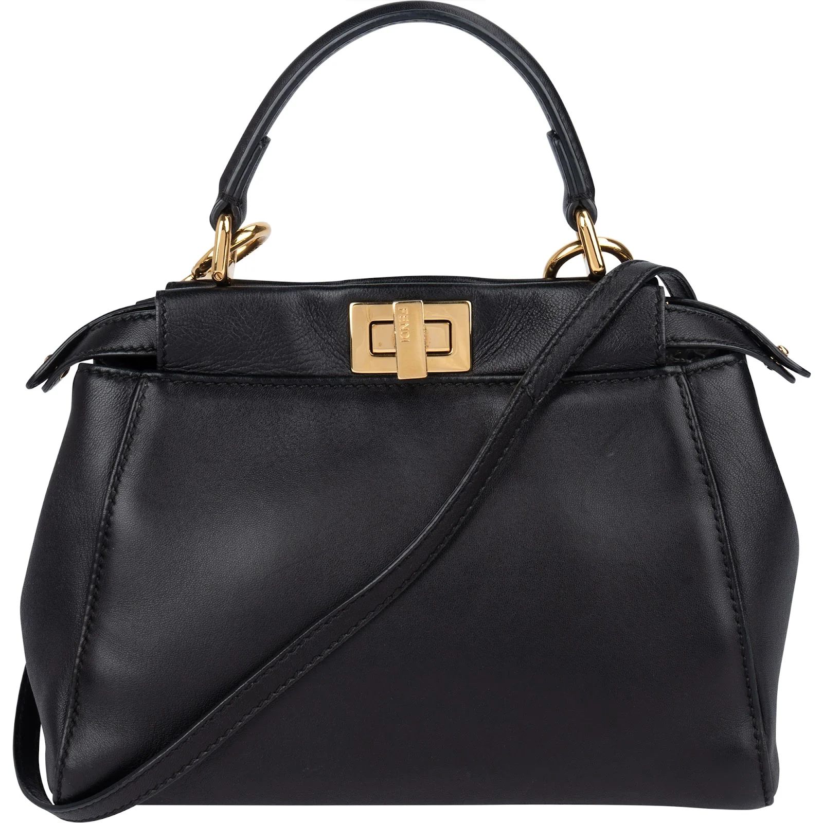 Fendi Black Leather Mini Peekaboo Handbag