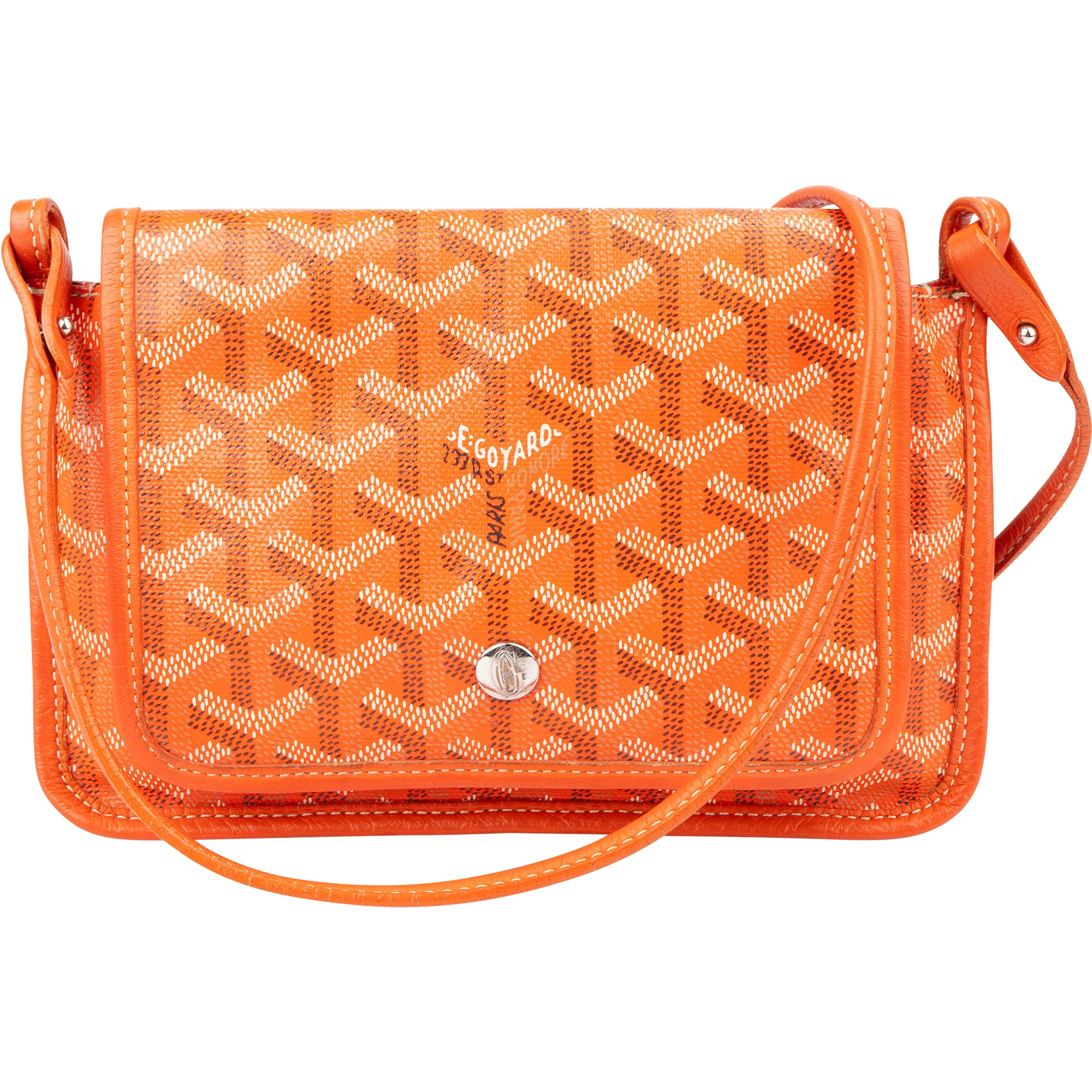 Goyard Orange Goyardine Monogram Plumet Flat Crossbody Bag