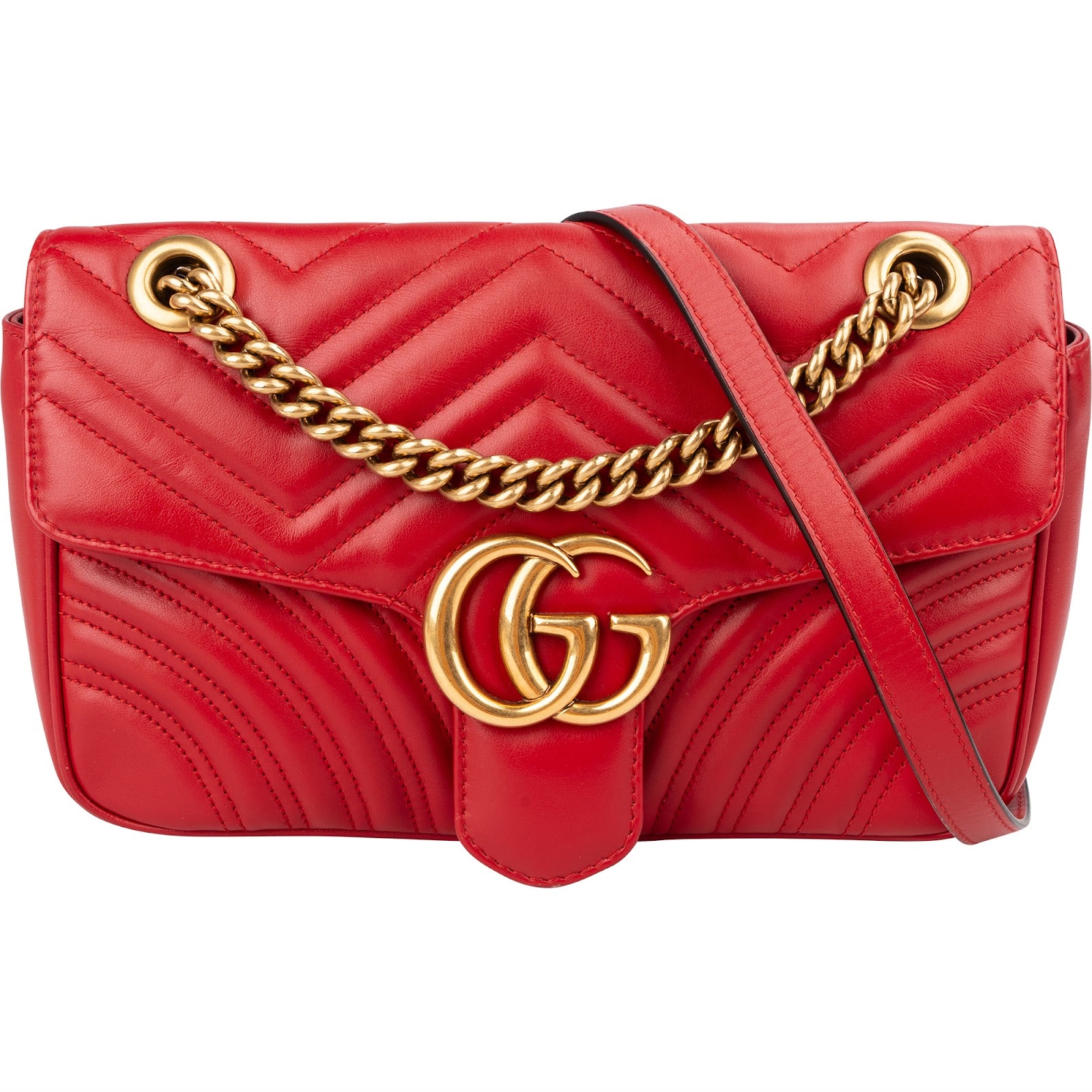 Gucci Chevron Matelassé Leather GG Marmont Medium Shoulder Bag