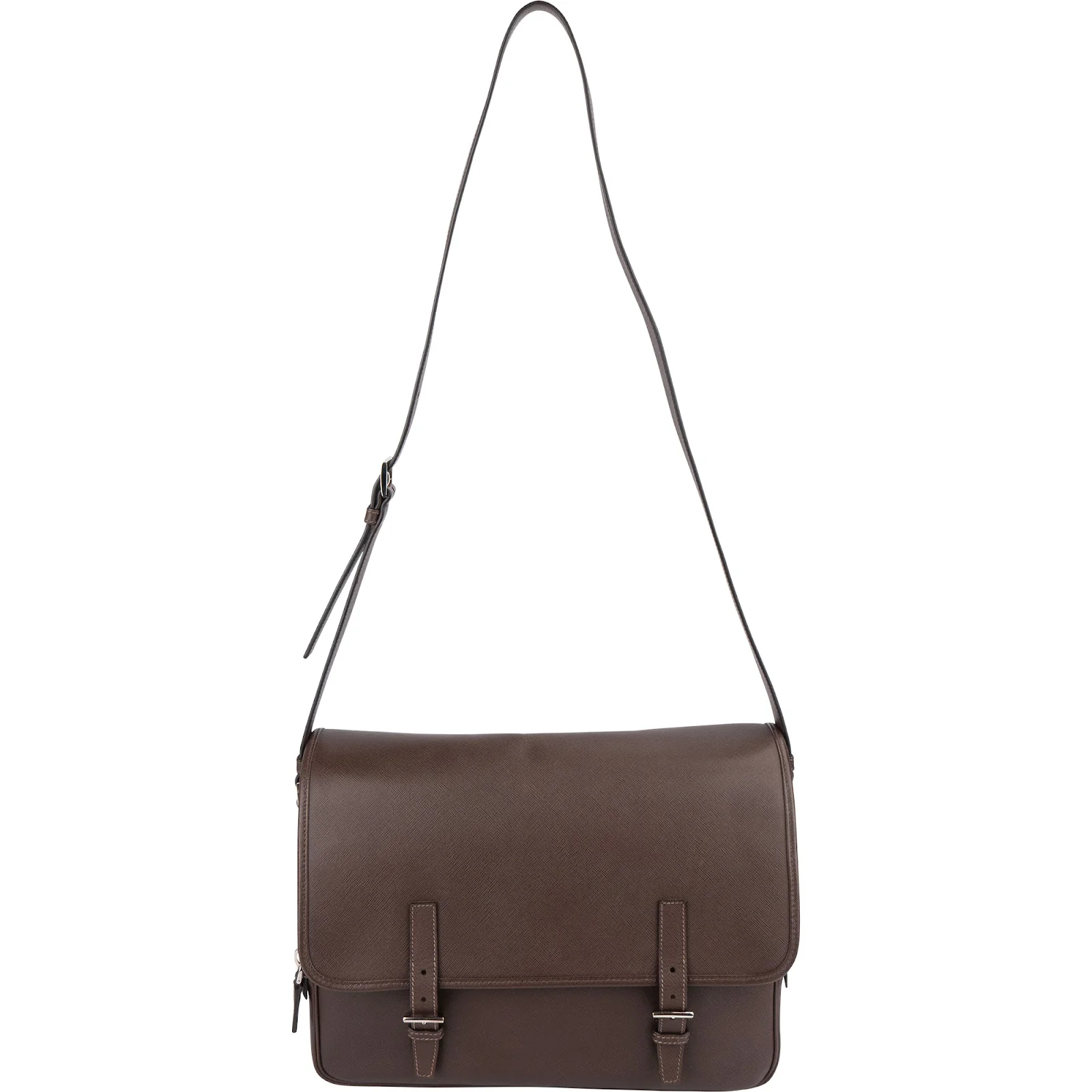 Prada Saffiano Leather Triangle Messenger Crossbody Bag