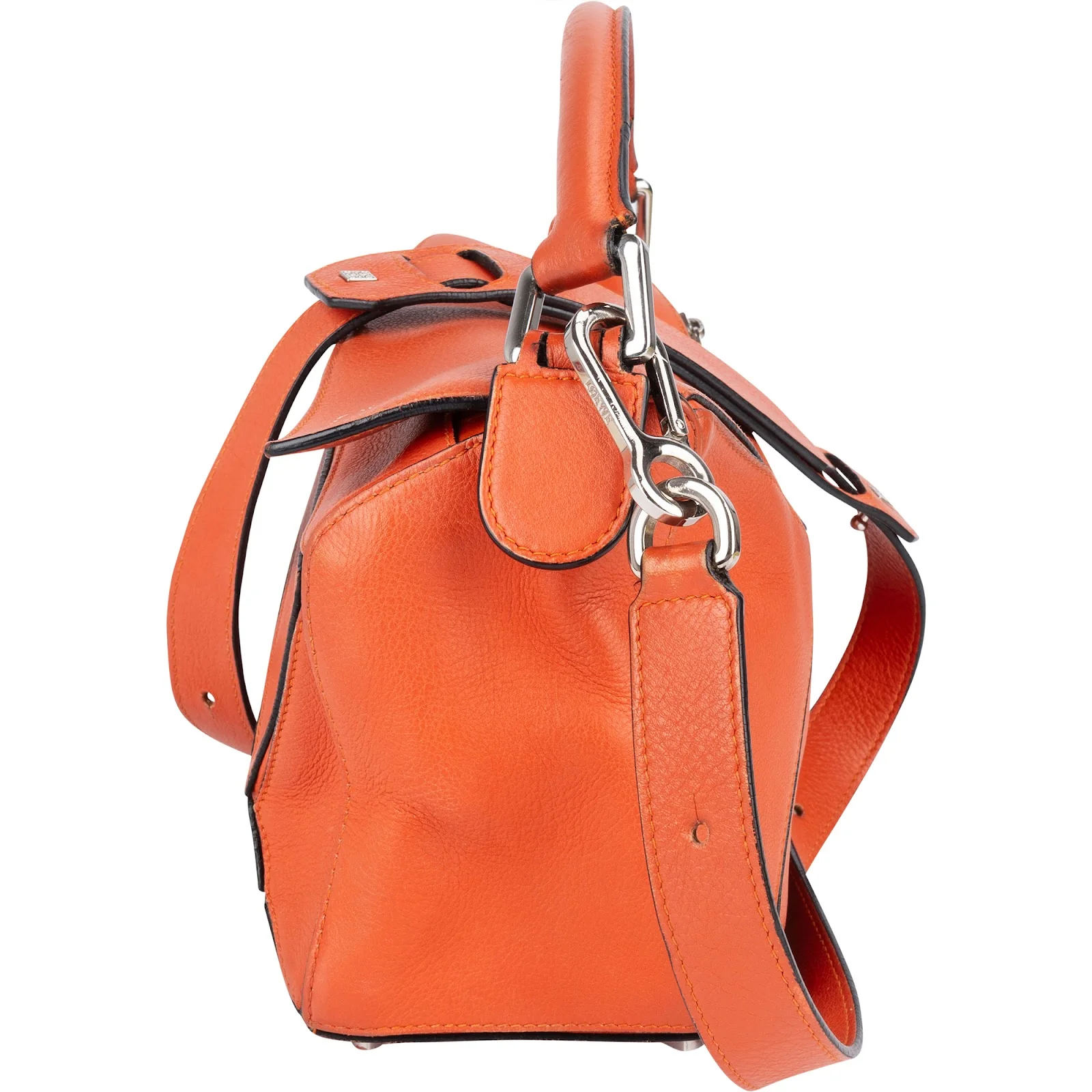 Loewe Orange Leather Puzzle Crossbody Handbag