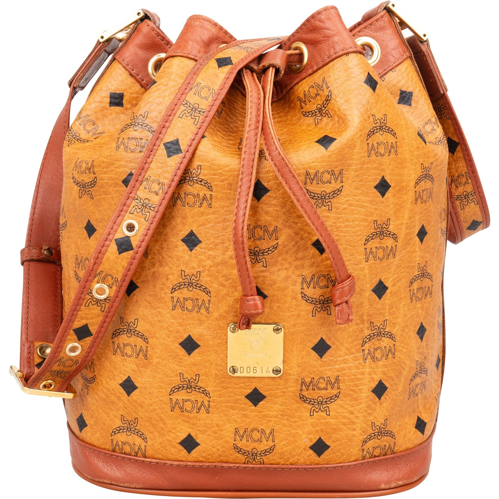 Sac à bandoulière type « bucket » MCM à cordon de serrage, motif Monogram Visetos