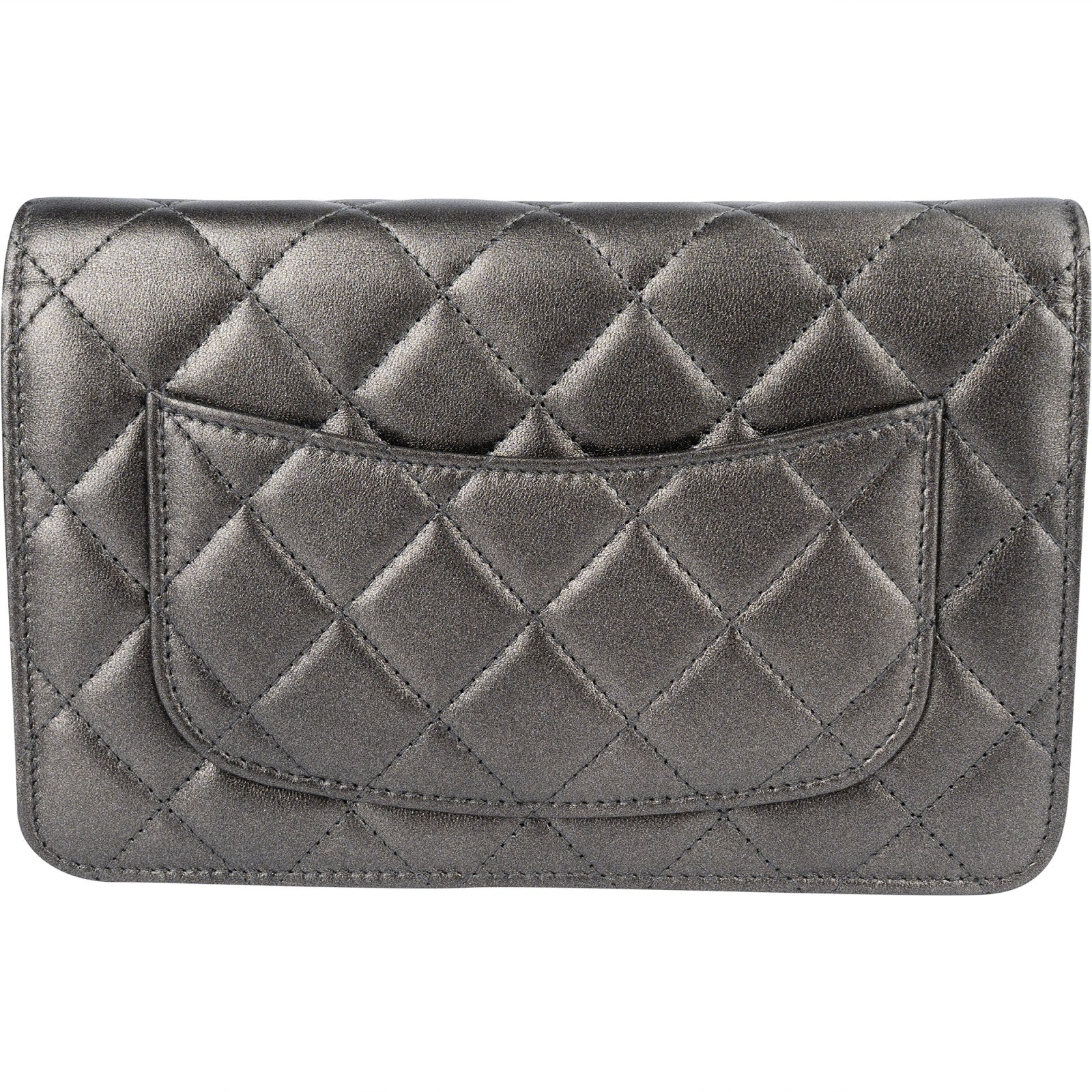 Chanel Quilted Metallic Lambskin Leather Wallet On Chain Crossbody Bag