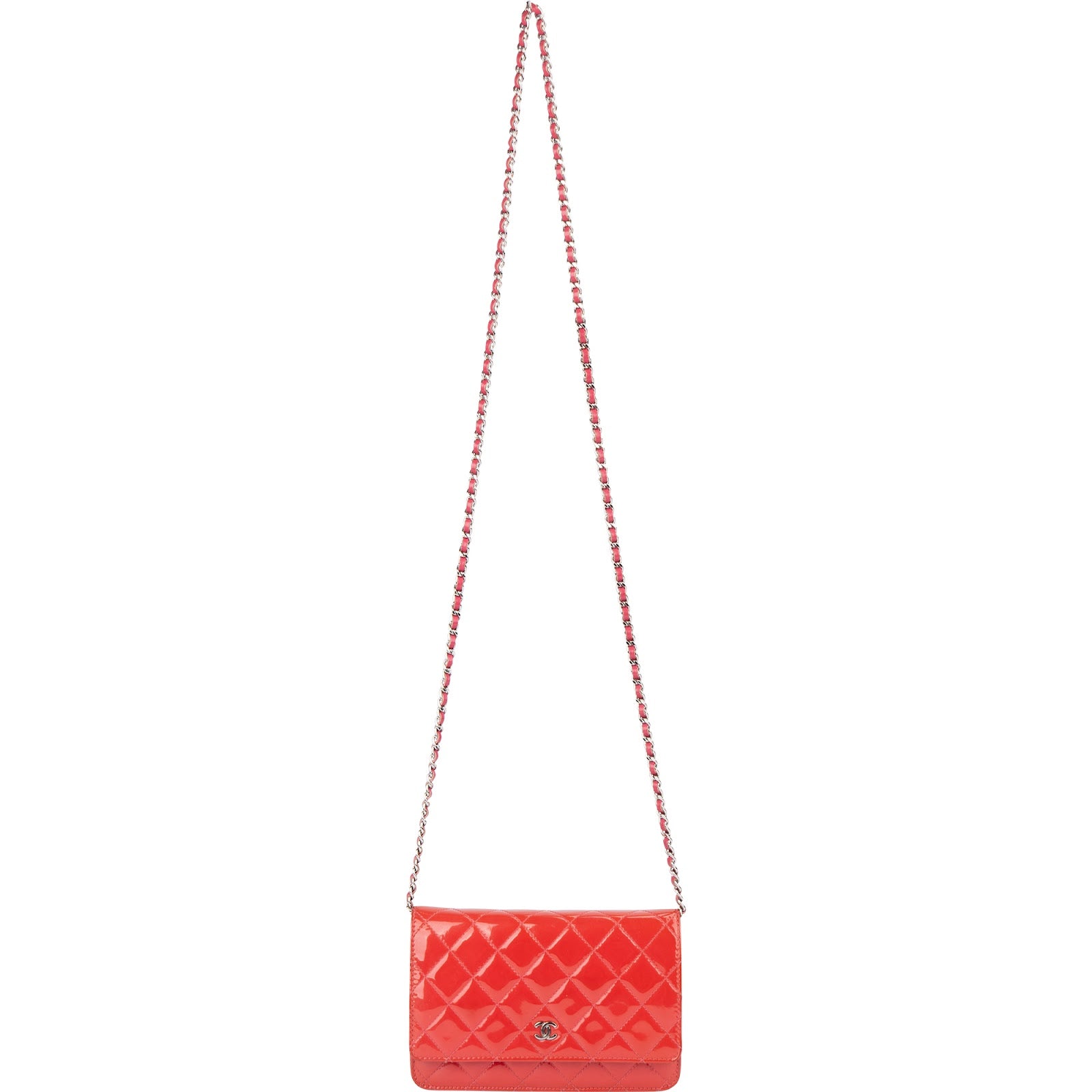 Chanel Quilted Patent Leather Wallet on Chain