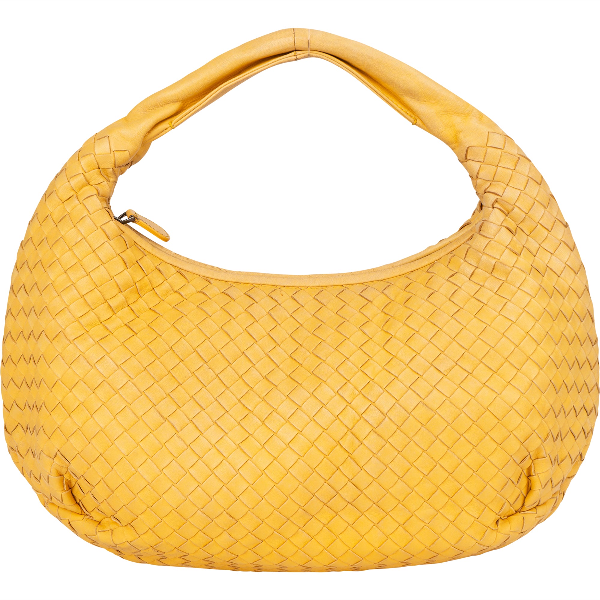 Sac hobo « Belly » en cuir Intrecciato jaune de Bottega Veneta