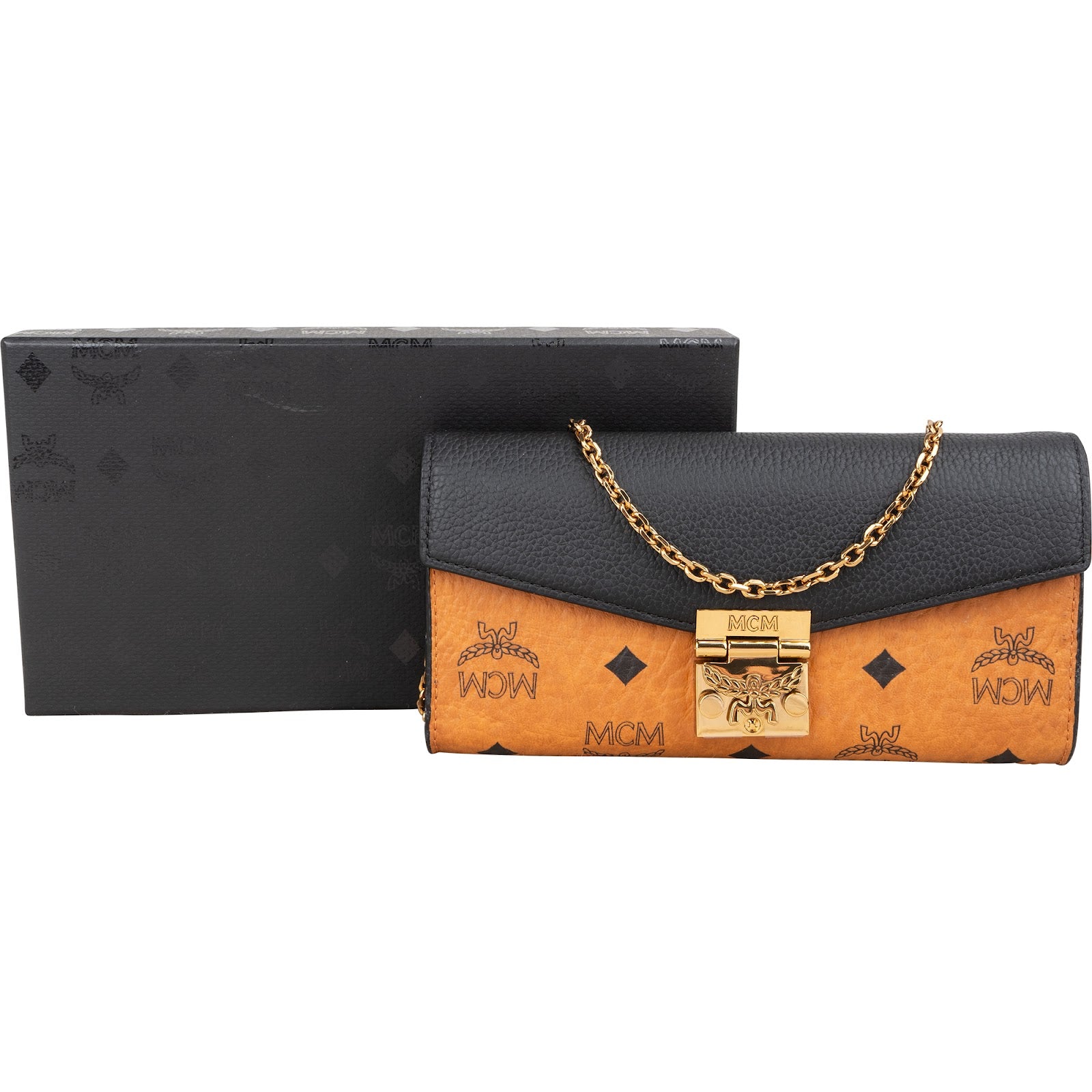 Borsa a tracolla con portafoglio a catena MCM Monogram Visetos Patricia