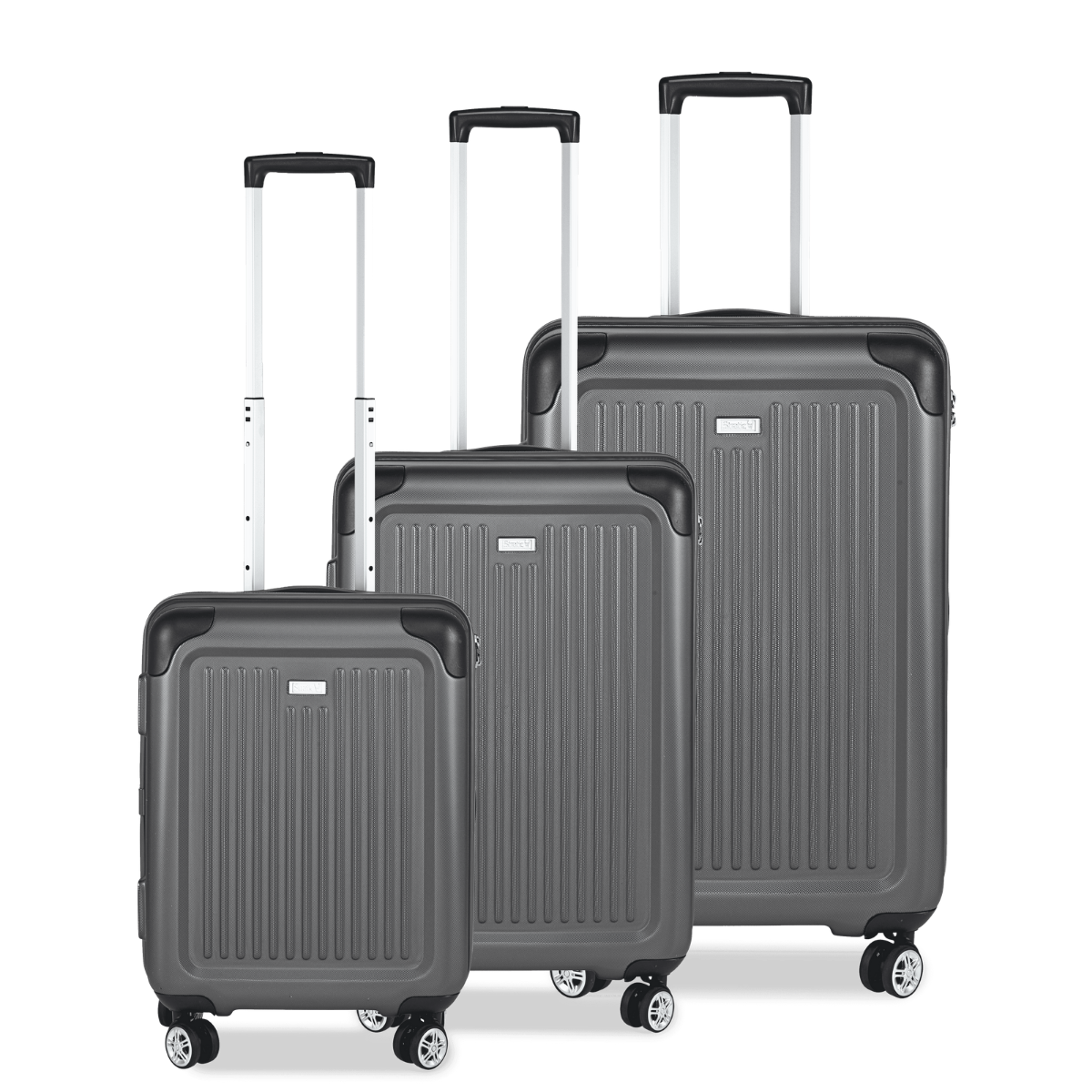 3-tlg. Hartschalen-Koffer-Set mit 4 Rollen, Stripe - Graphit