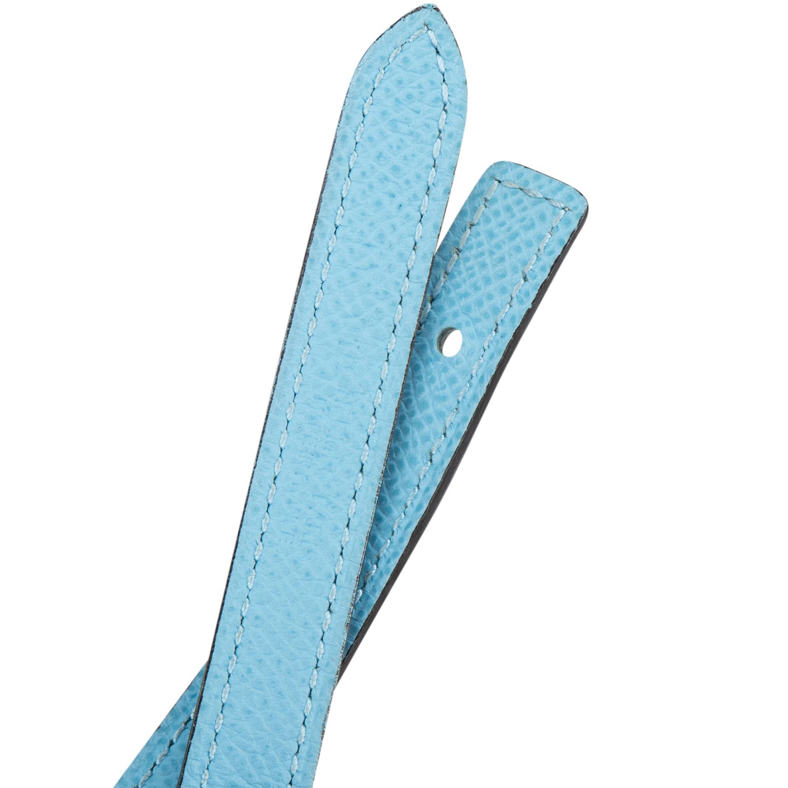 Hermès Reversible Blue Leather Gamma H Skinny Belt (70)