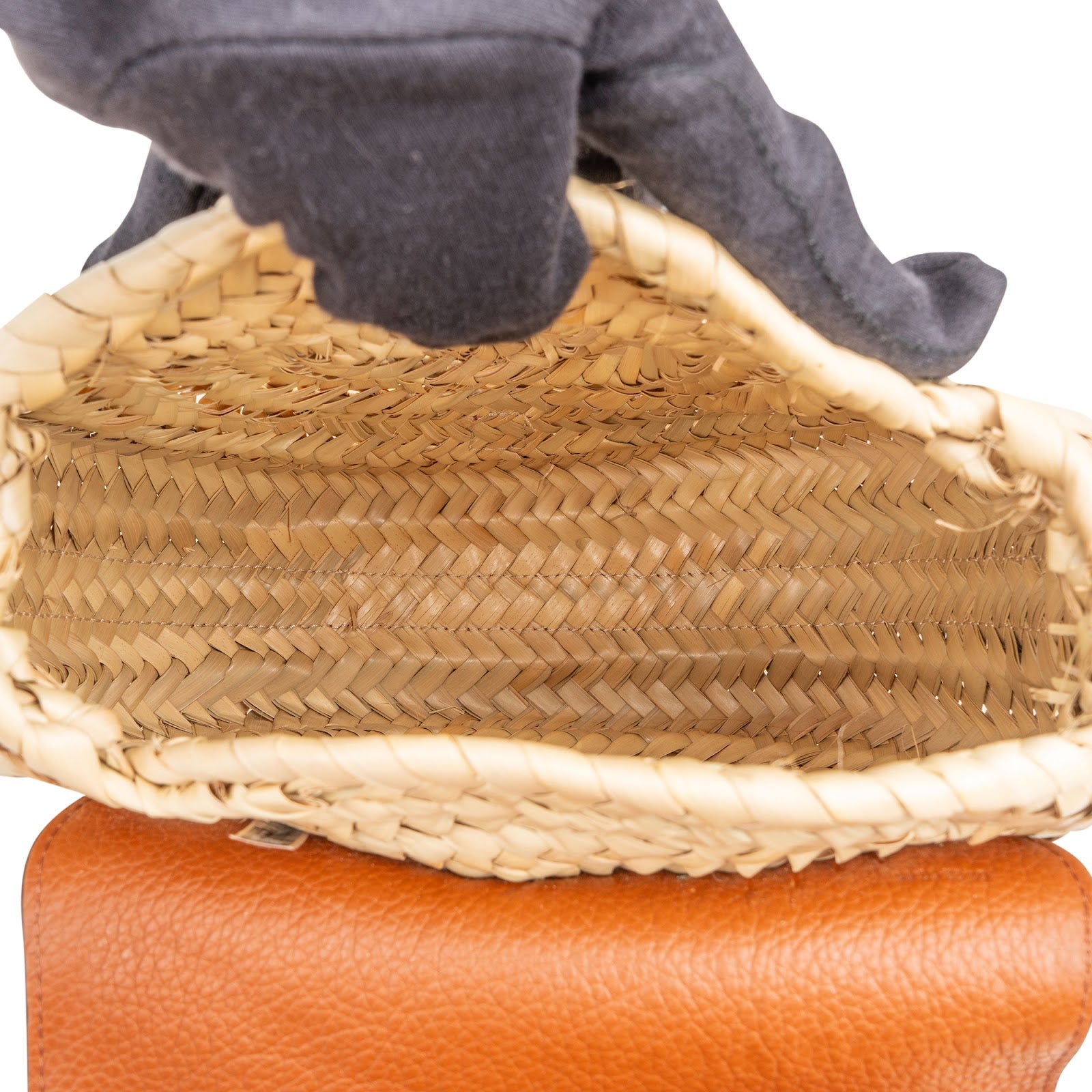 Chloé Grained Calfskin Raffia Marcie Saddle Crossbody Bag