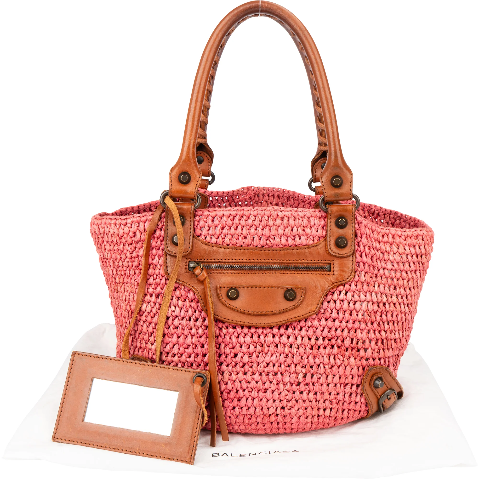 Balenciaga Raffia Panier City Handbag
