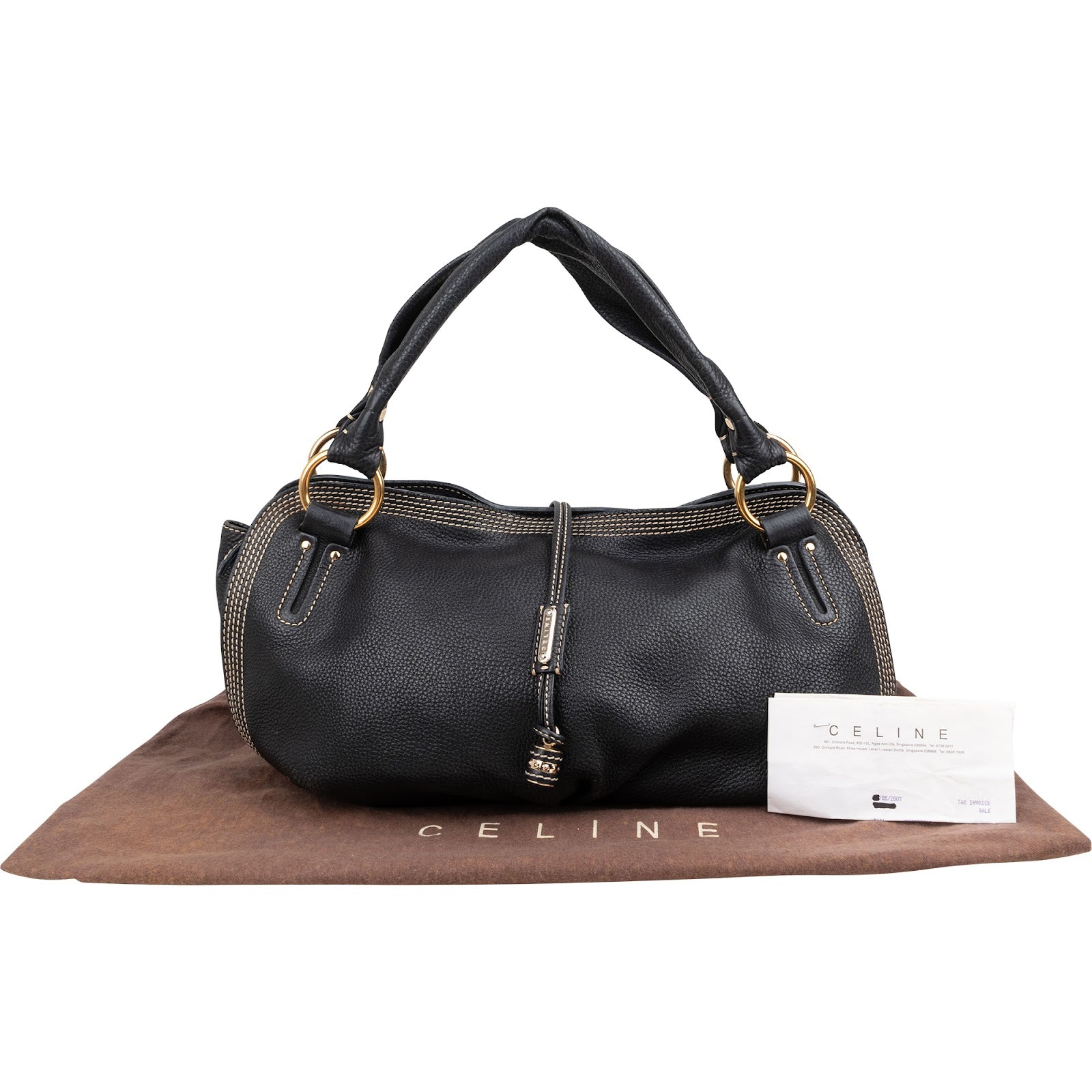 Celine Pebbled Leather Bittersweet Handbag