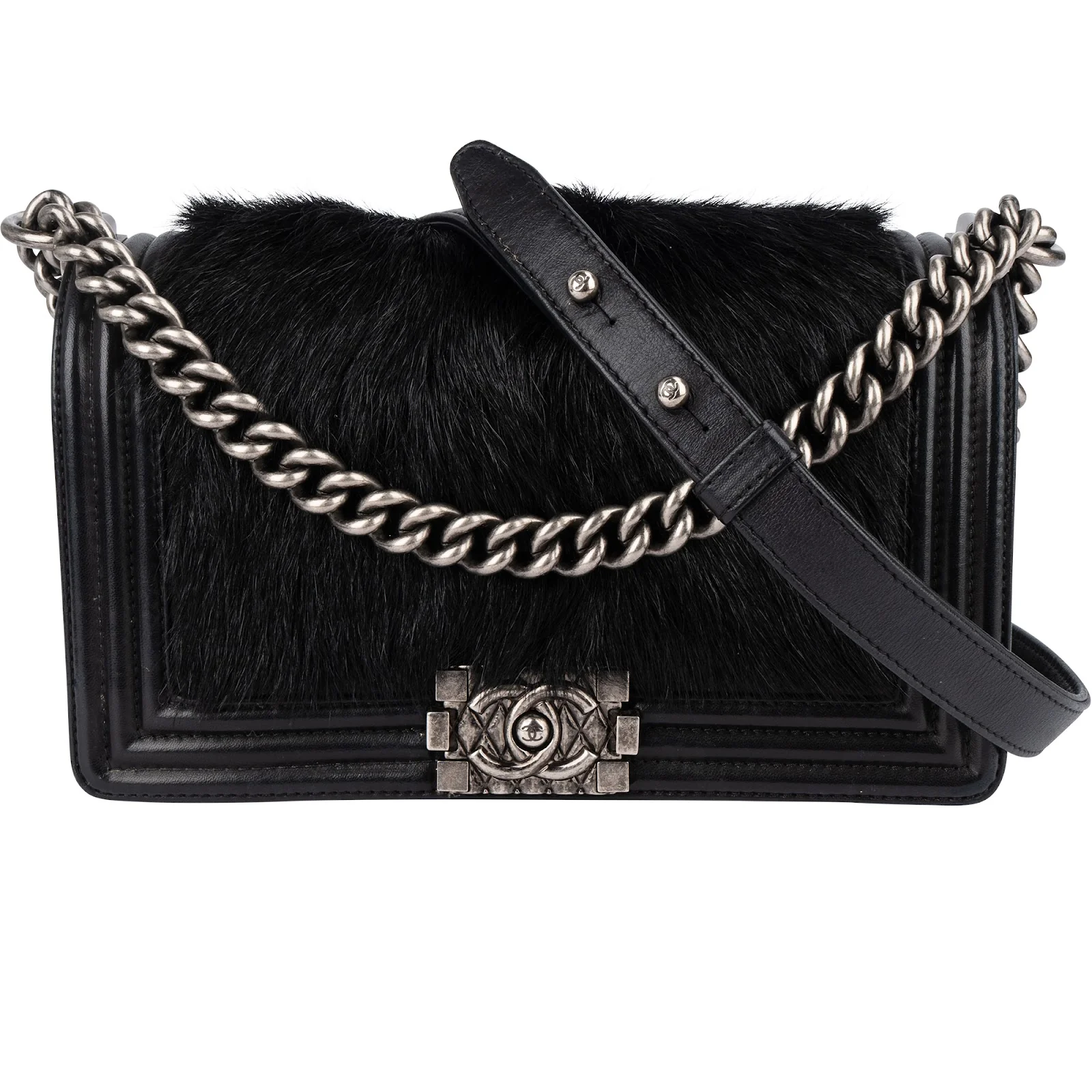 Chanel Goat Hair Medium Boy Single Flap Crossbody Bag