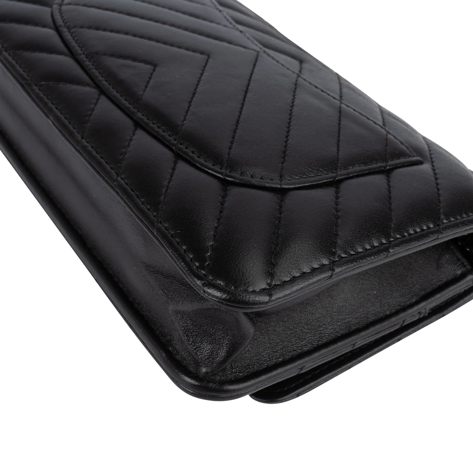 Chanel Quilted Chevron Lambskin Wallet on Chain Crossbody Bag