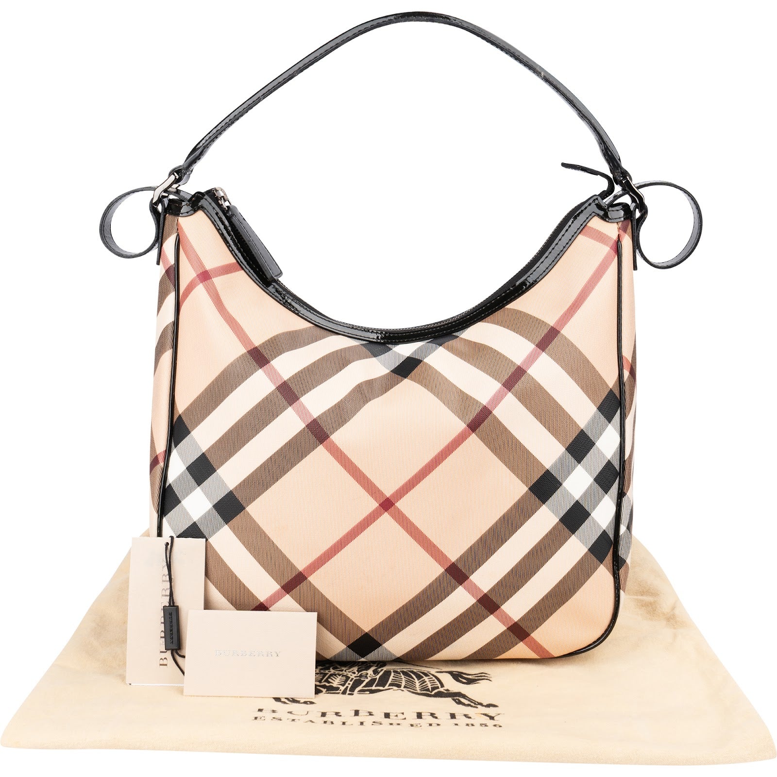 Burberry Nova-Check Monogram Hobo Shoulder Bag