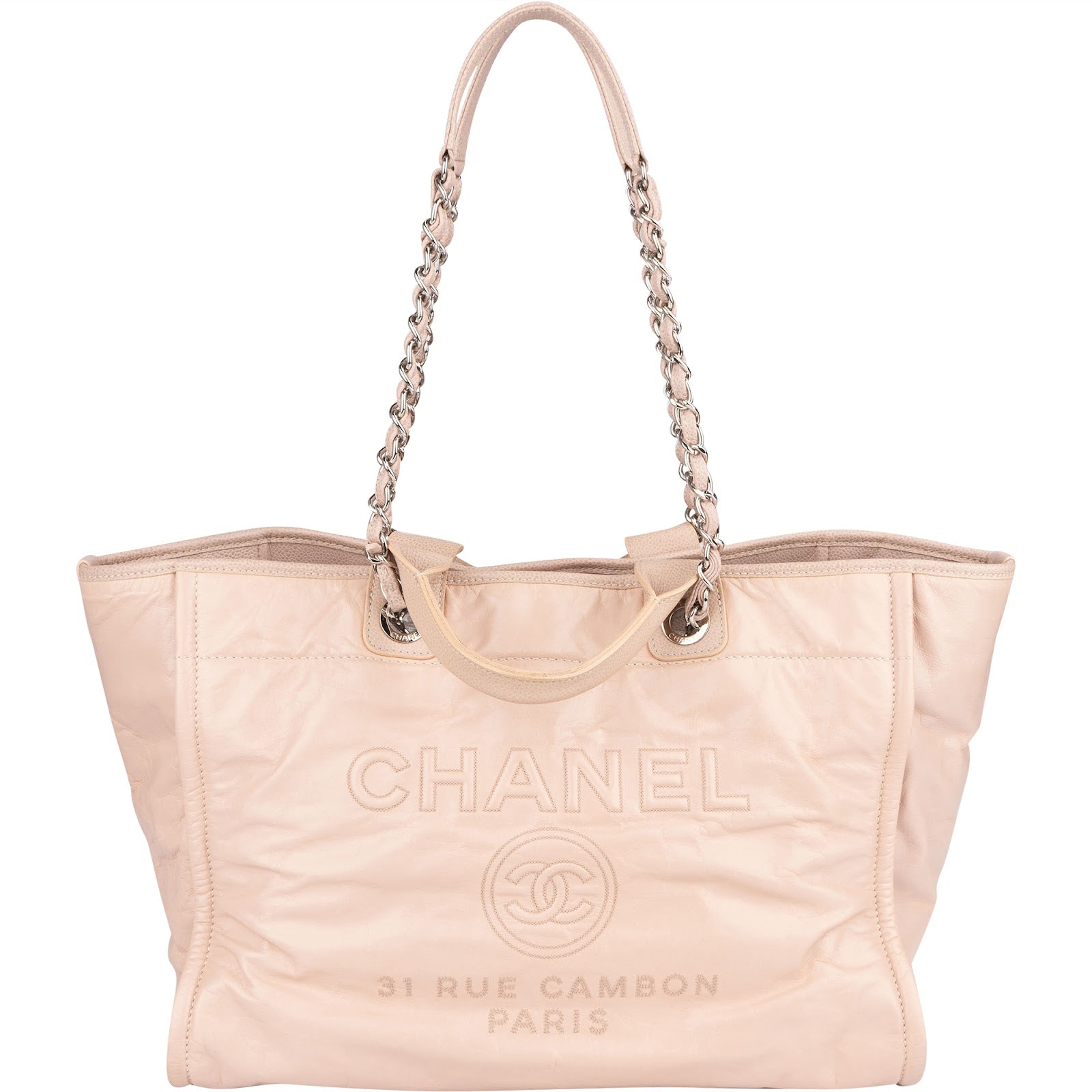 Chanel Rose Leather Shopper Deauville Shoulder Bag