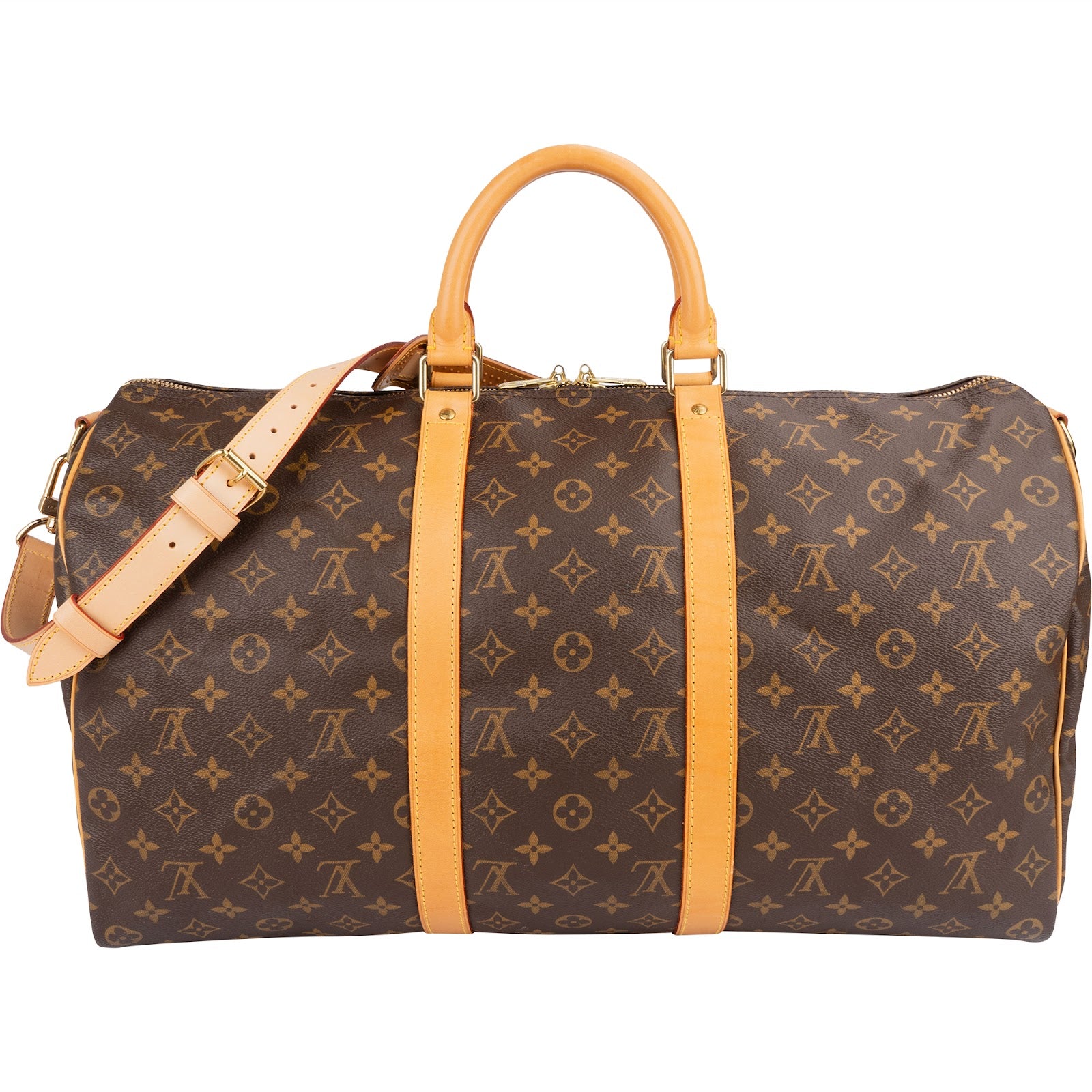 Louis Vuitton Monogram Canvas Keepall 50 Shoulder Strap Travel Bag