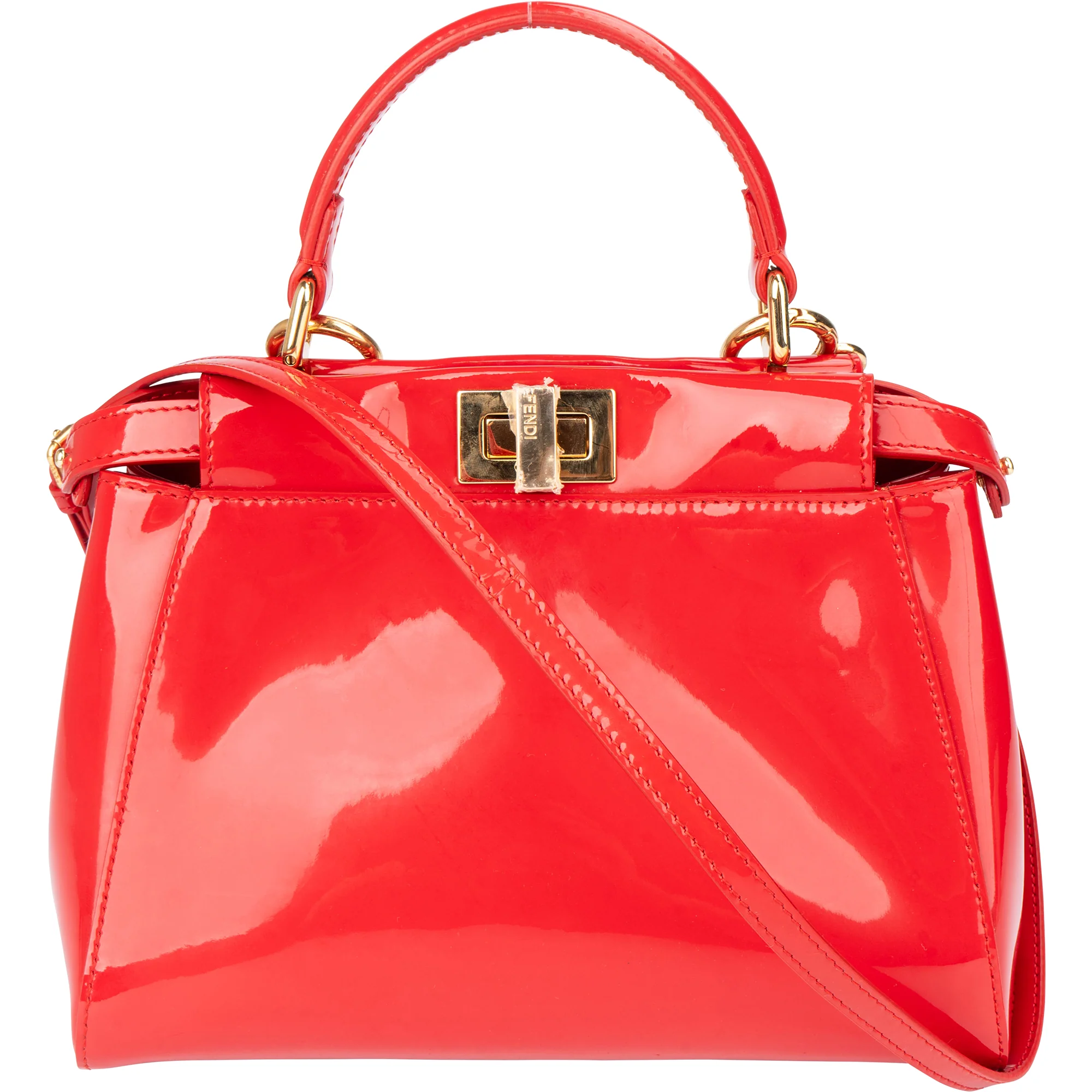 Fendi Red Patent Leather Peekaboo Handbag