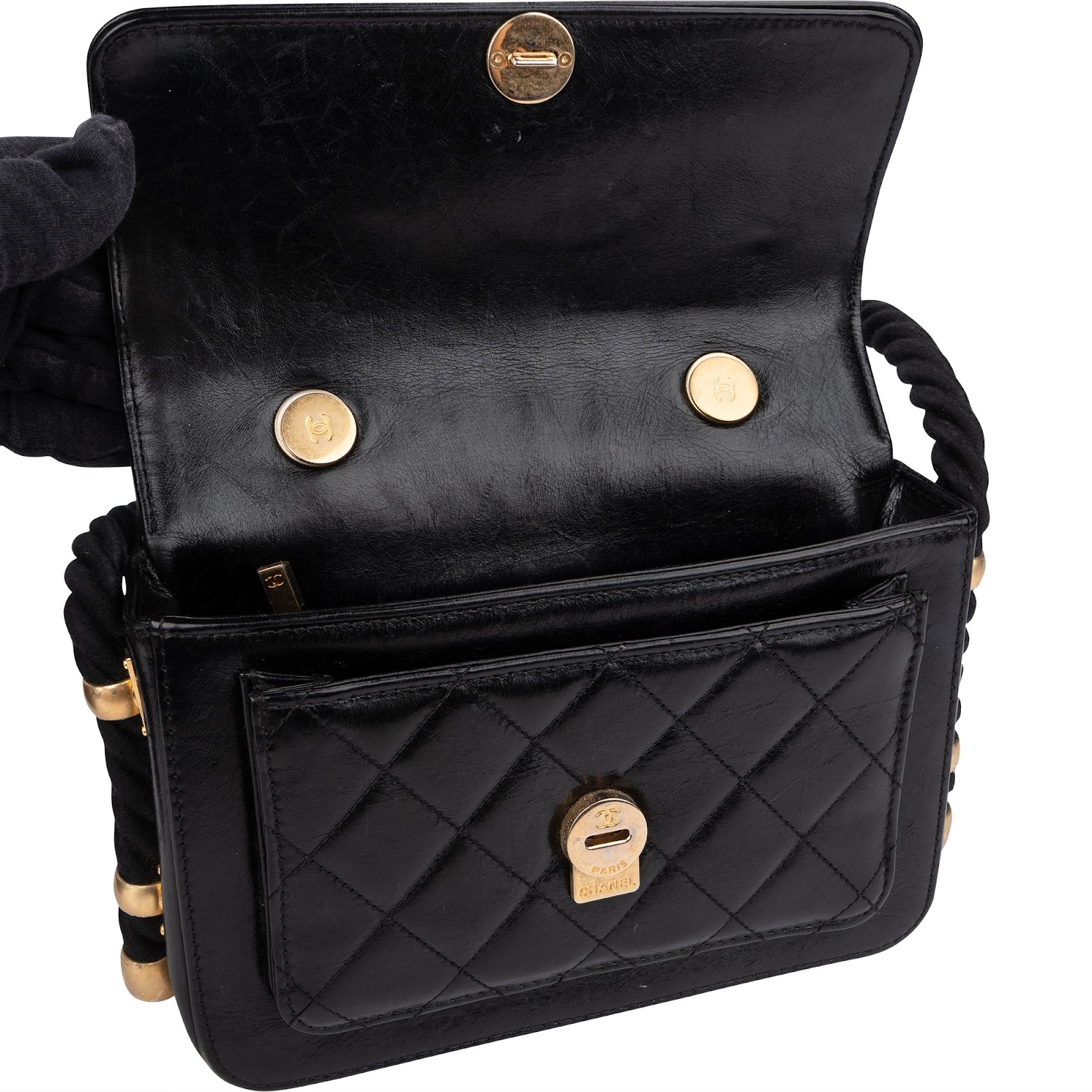 Chanel - Vintage Rope Strap Single Flap Shoulder Bag