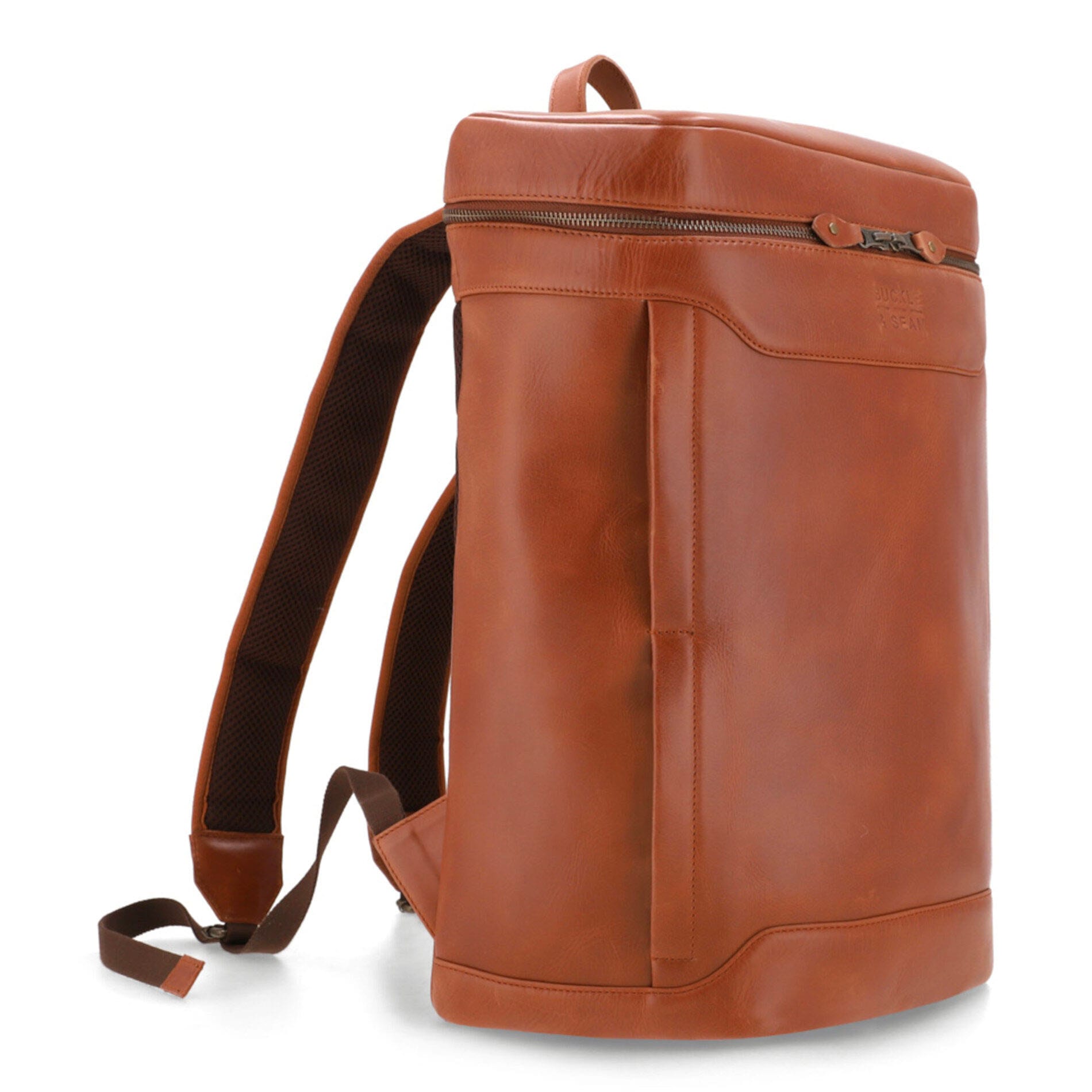 Siwa leather backpack - Cognac / Dots