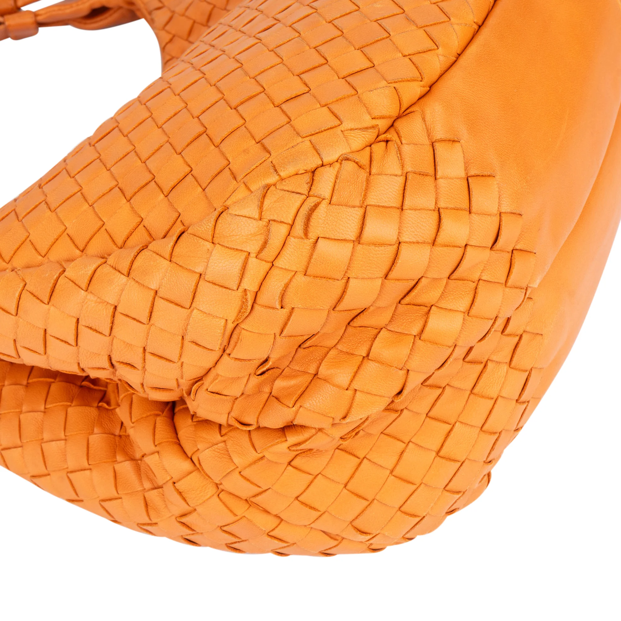 Bottega Veneta Orange Leather Intrecciato Handbag