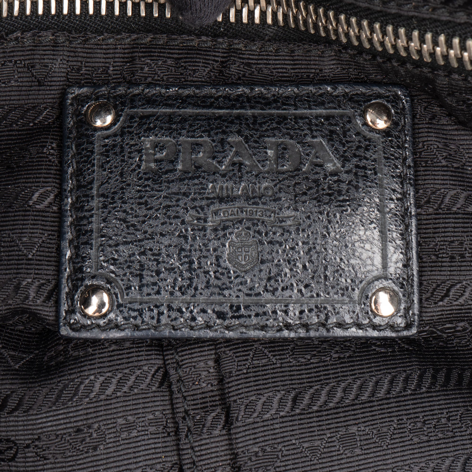 Prada Shimmering Leather City Boston Bag