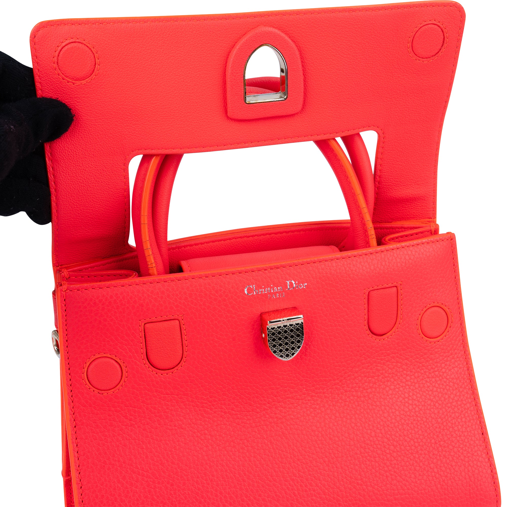 Christian Dior Neon Pink Grained Calfskin Mini Diorever Crossbody Bag