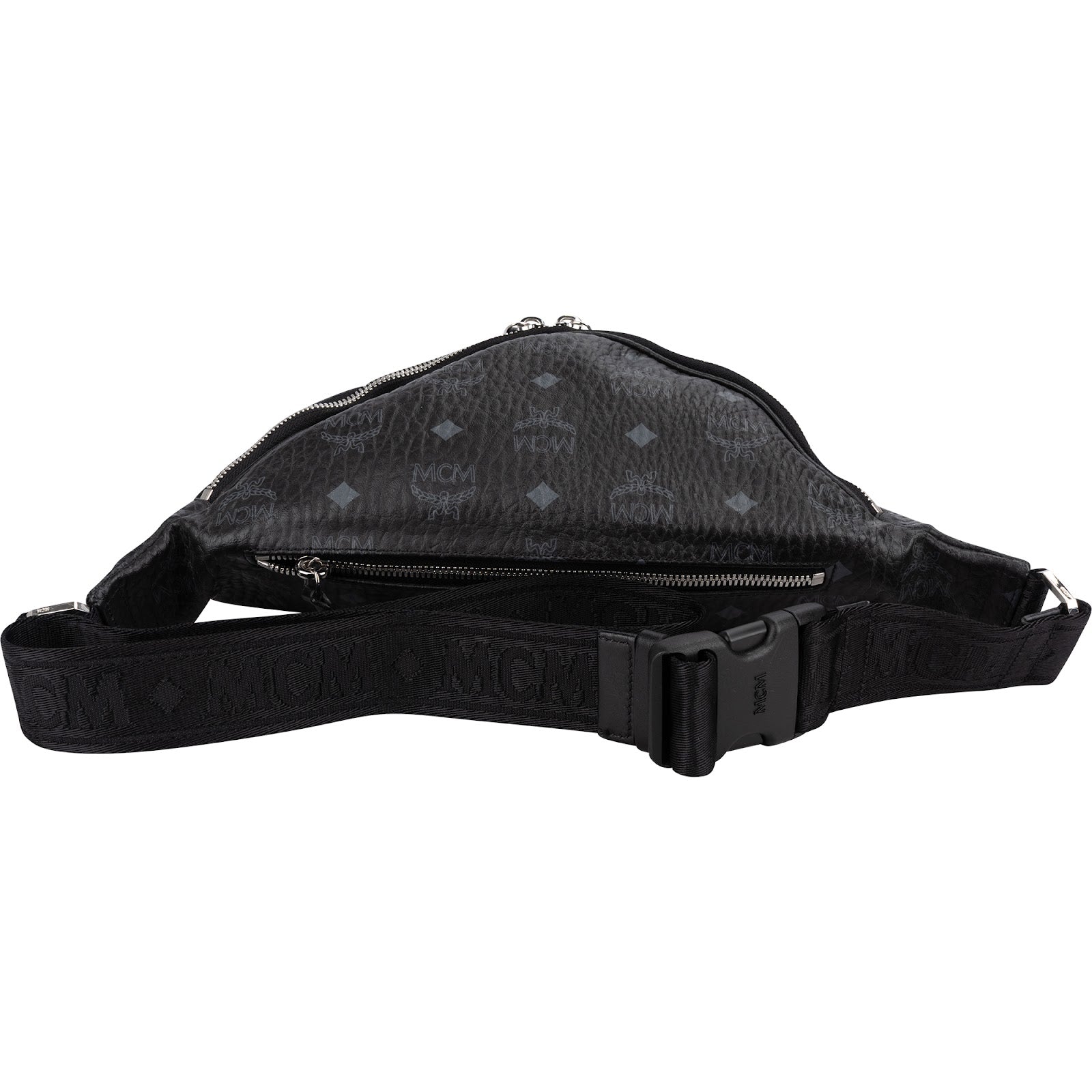 MCM zwarte leren Visetos Stark-riem crossbodytas