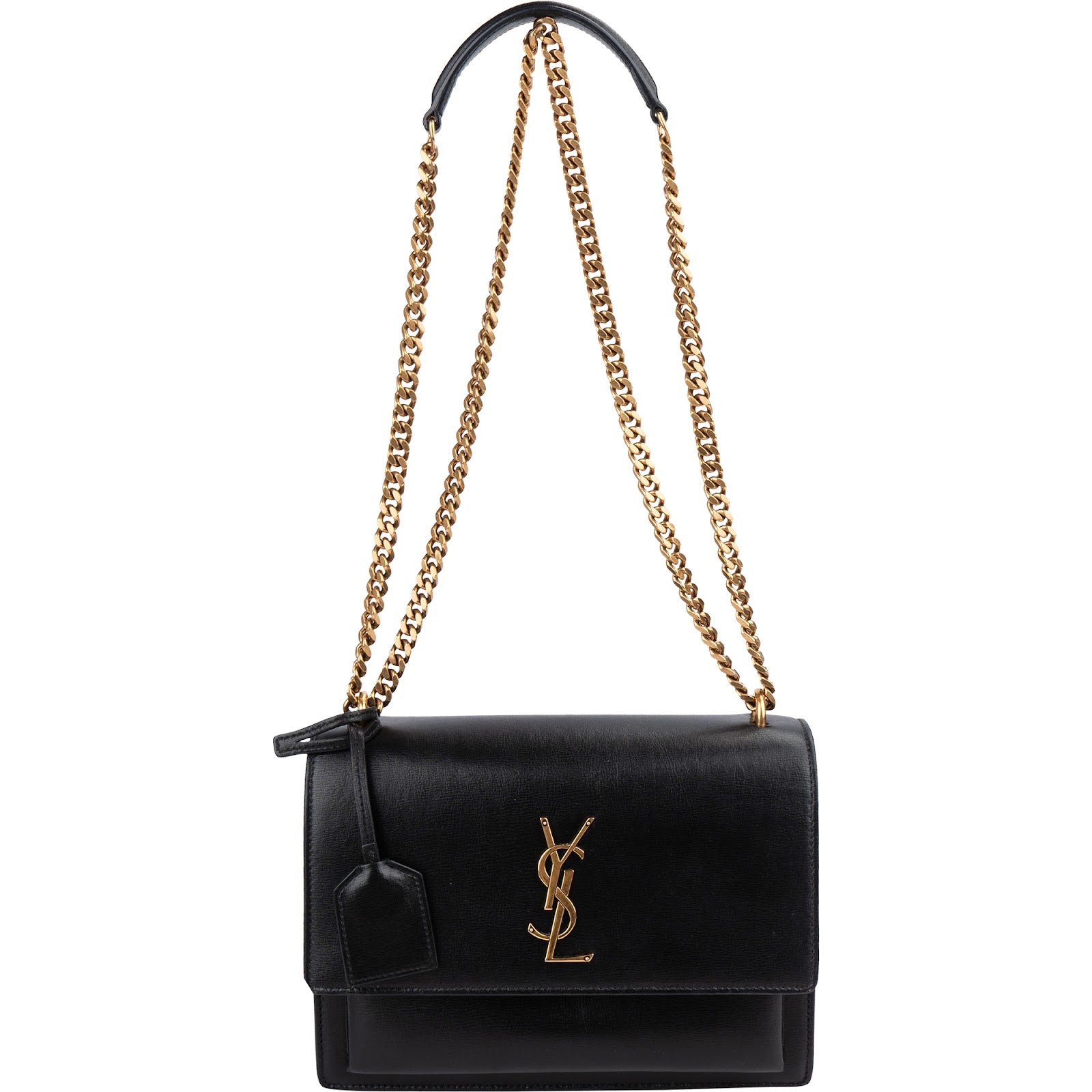 Saint Laurent Black Leather Sunset Medium Crossbody Bag