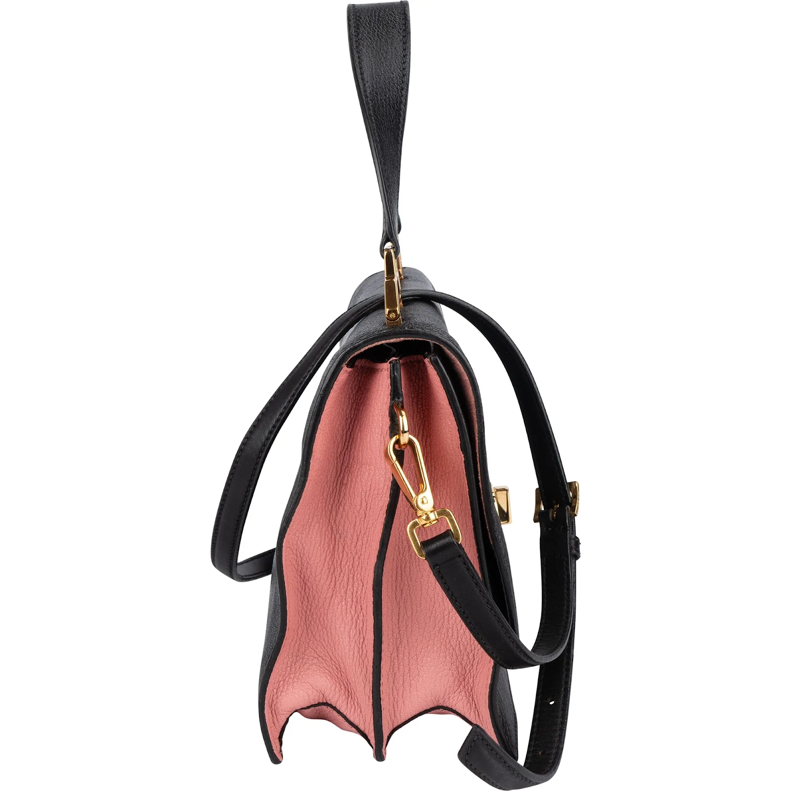 Miu Miu Black Madras Leather Top Handle Crossbody Bag