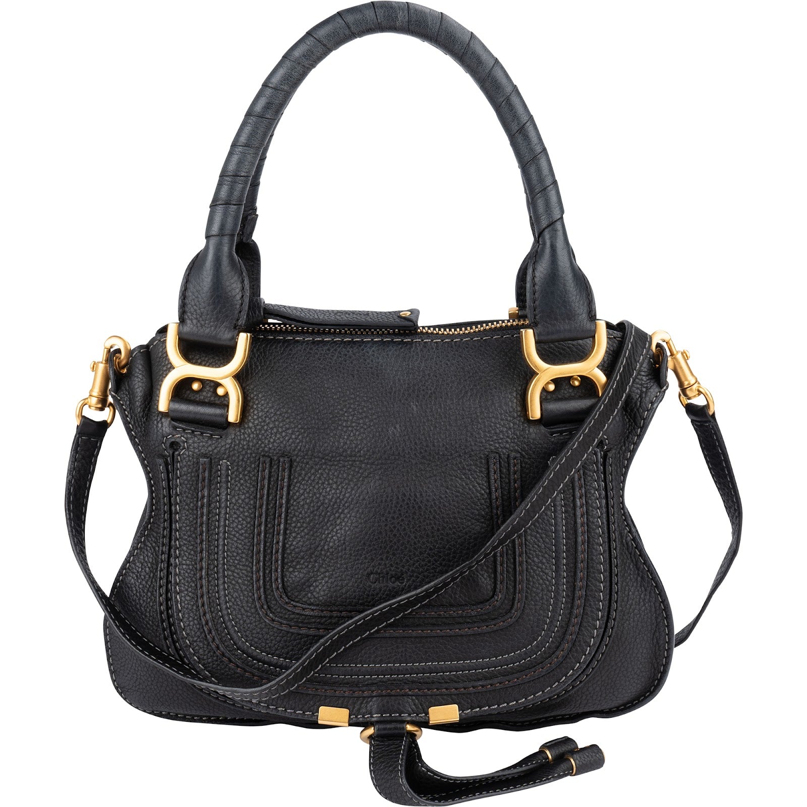 Chloé Black Grained Leather Marcie Handbag