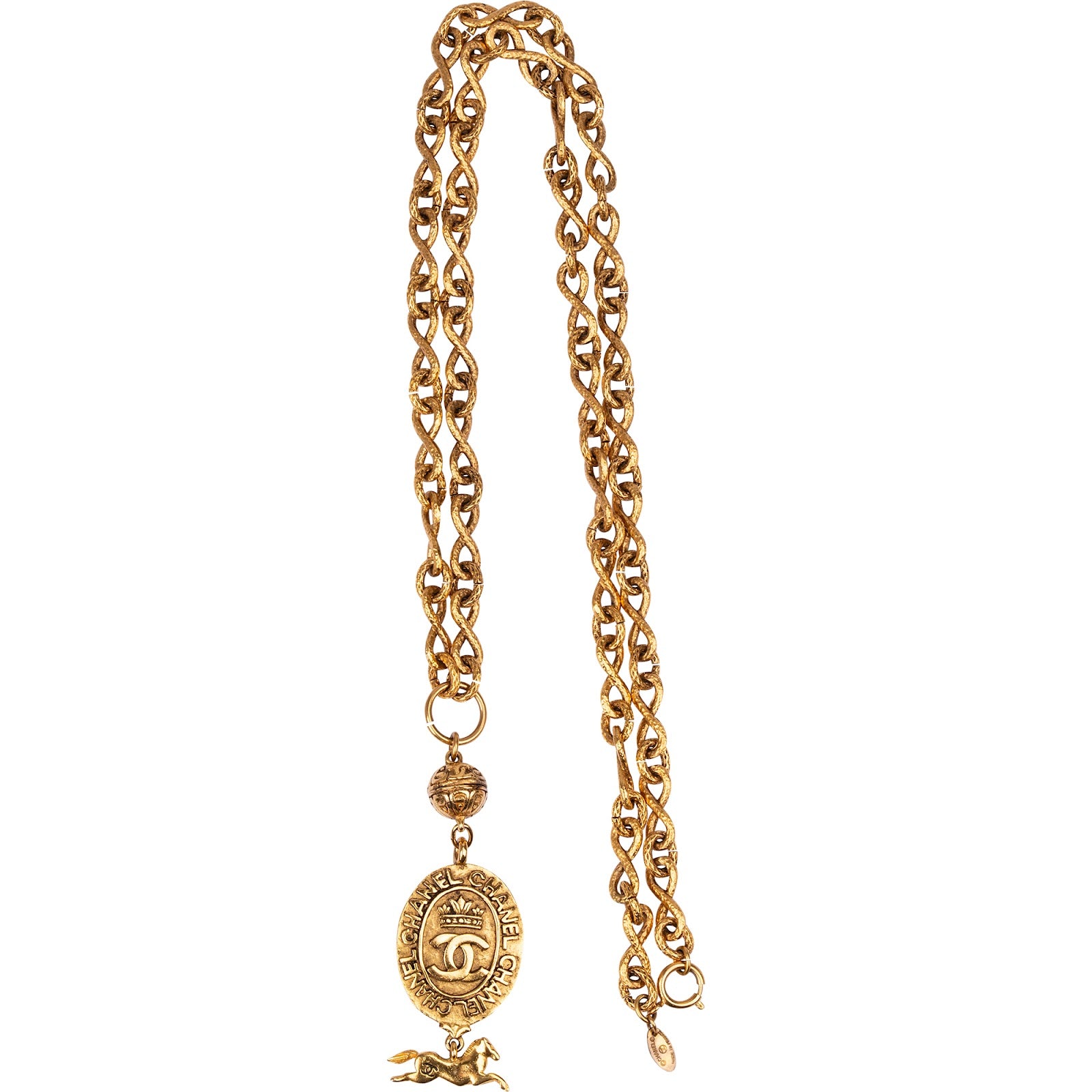 Chanel – Vintage Crown Horse Medallion Belly Chain Necklace
