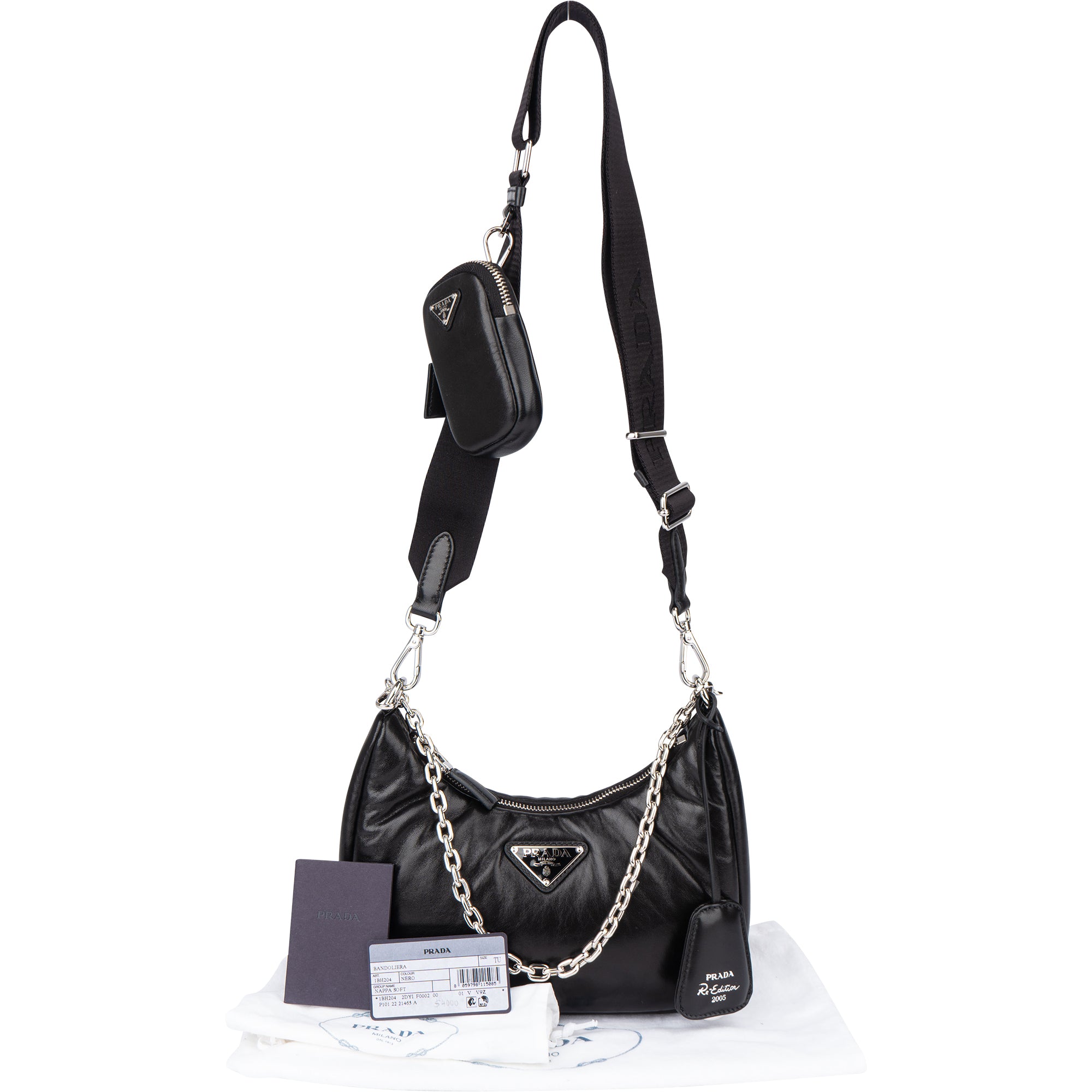 Prada Soft Leather Triangle Re-Edition Crossbody Bag