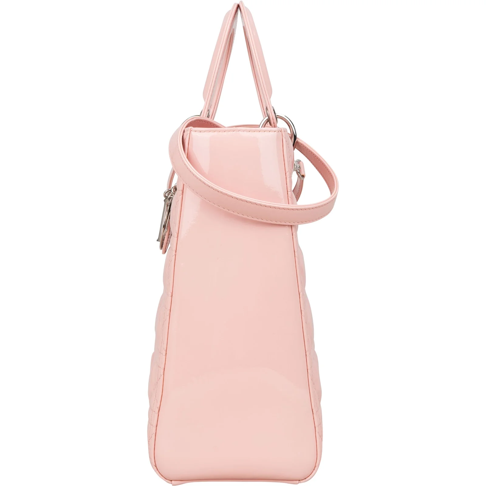 Christian Dior Quilted Patent Leather Large Lady Dior Handbag