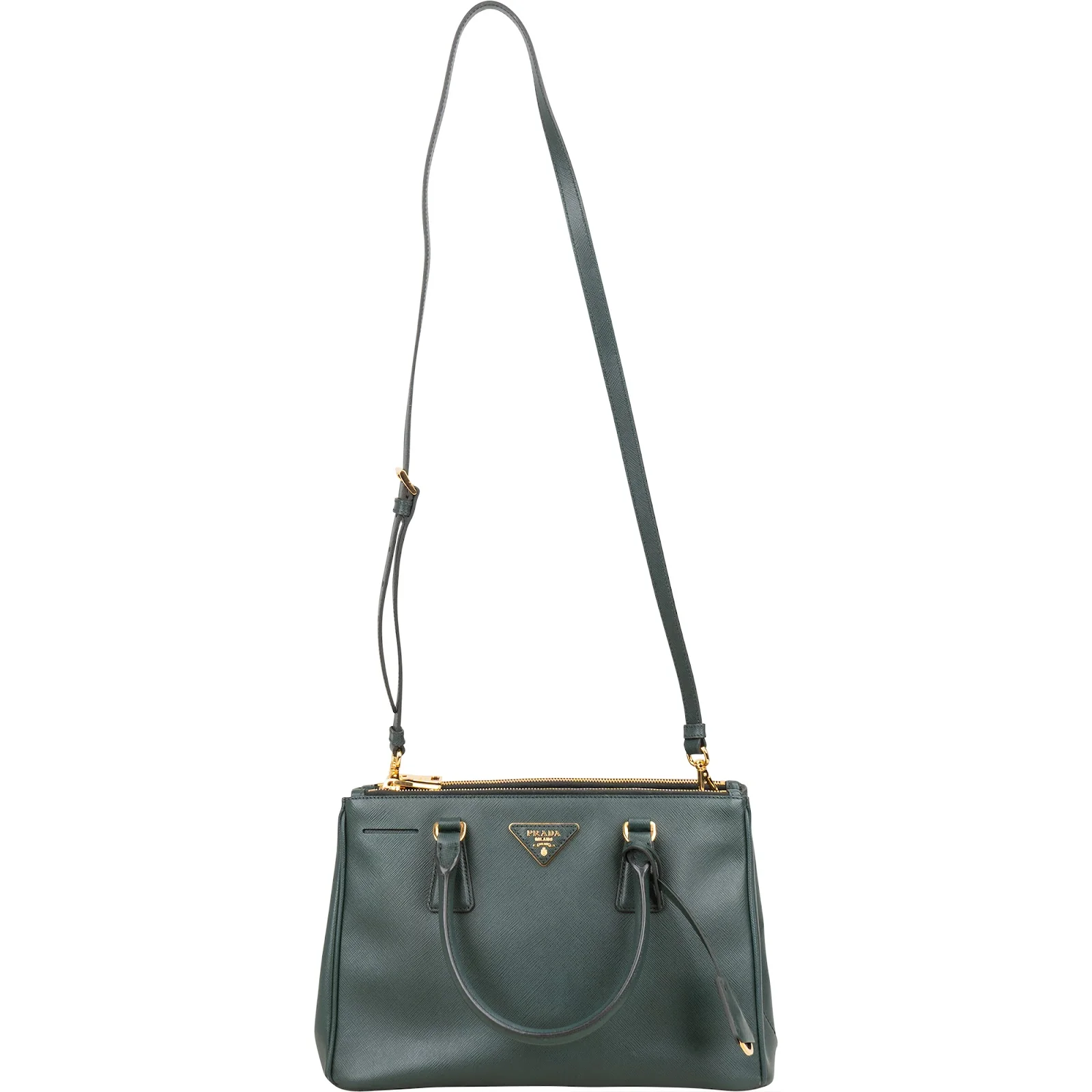 Prada Green Saffiano Leather Galleria Handbag
