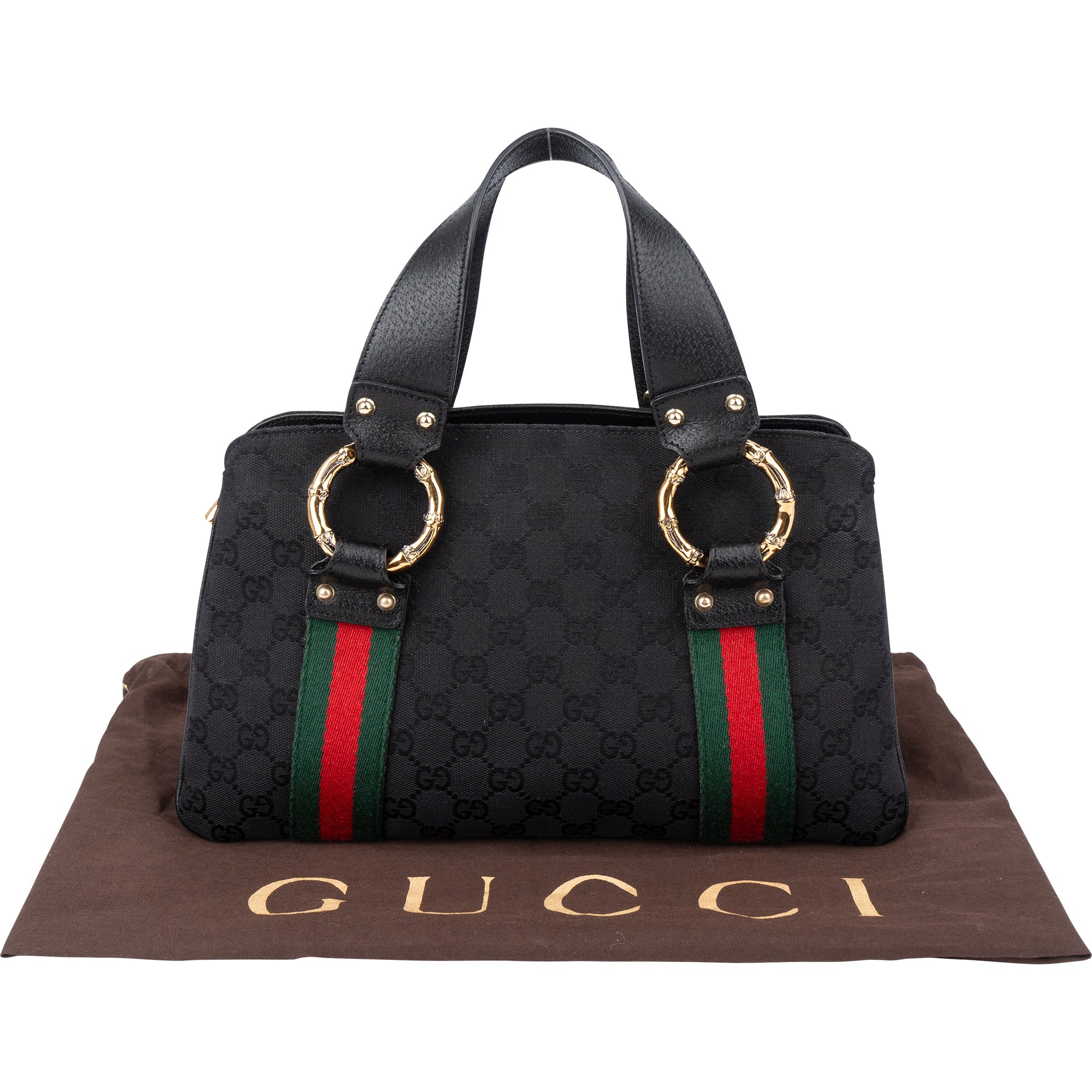 Gucci GG Monogram Bamboo Handbag