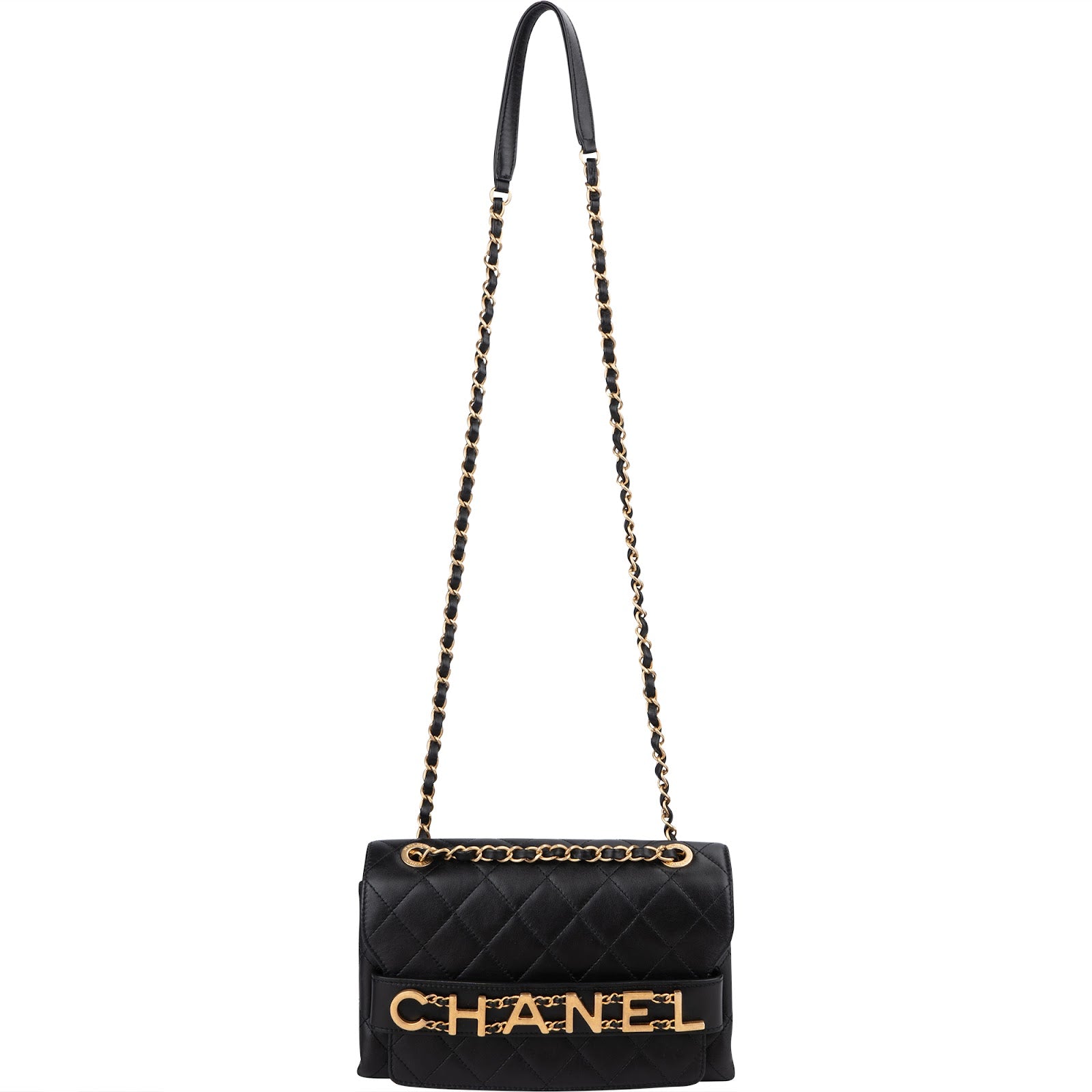 Chanel - Spellout Letters Single Flap Crossbody Bag