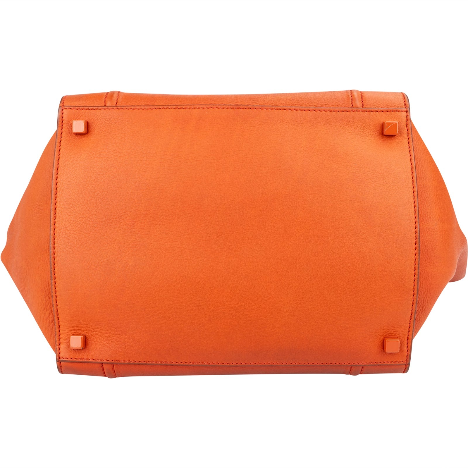 Céline Orange Drummed Calfskin Phantom Handbag