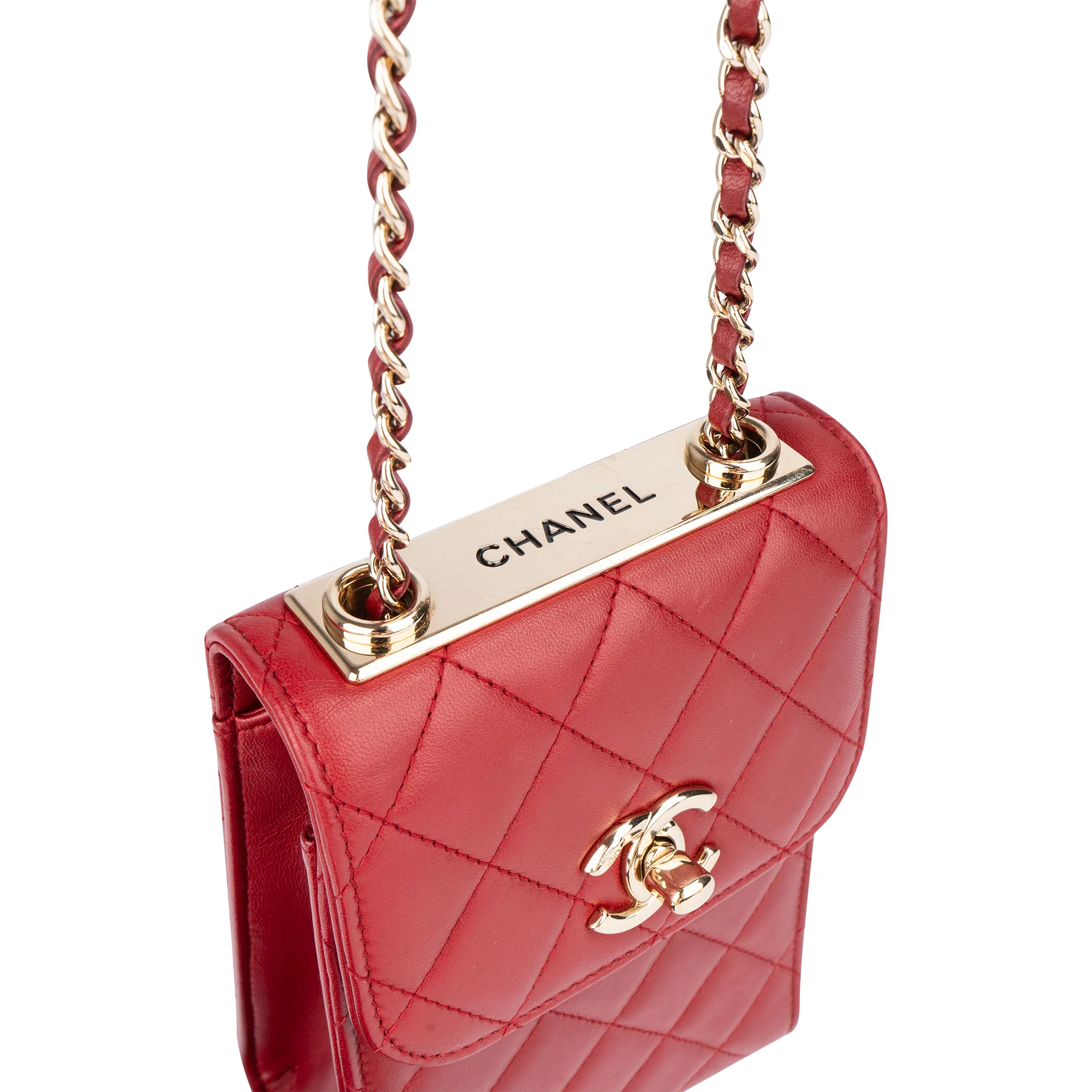 Chanel Quilted Lambskin On Chain Single Flap Crossbody Bag