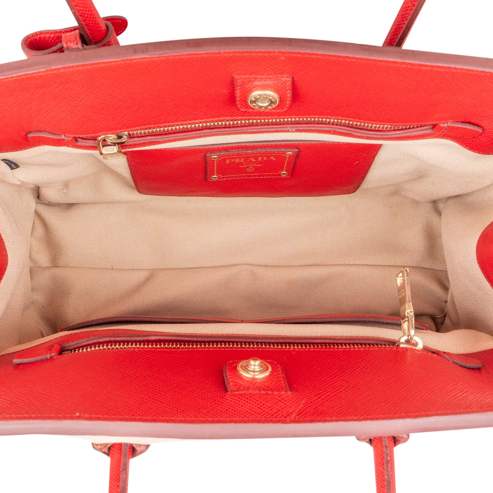 Prada Bicolor Saffiano & Canvas Handbag