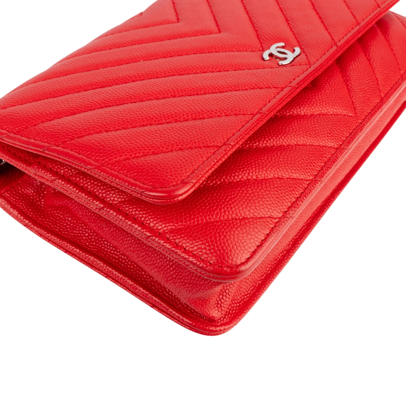 Chanel Chevron Caviar Leather Wallet On Chain Crossbody Bag