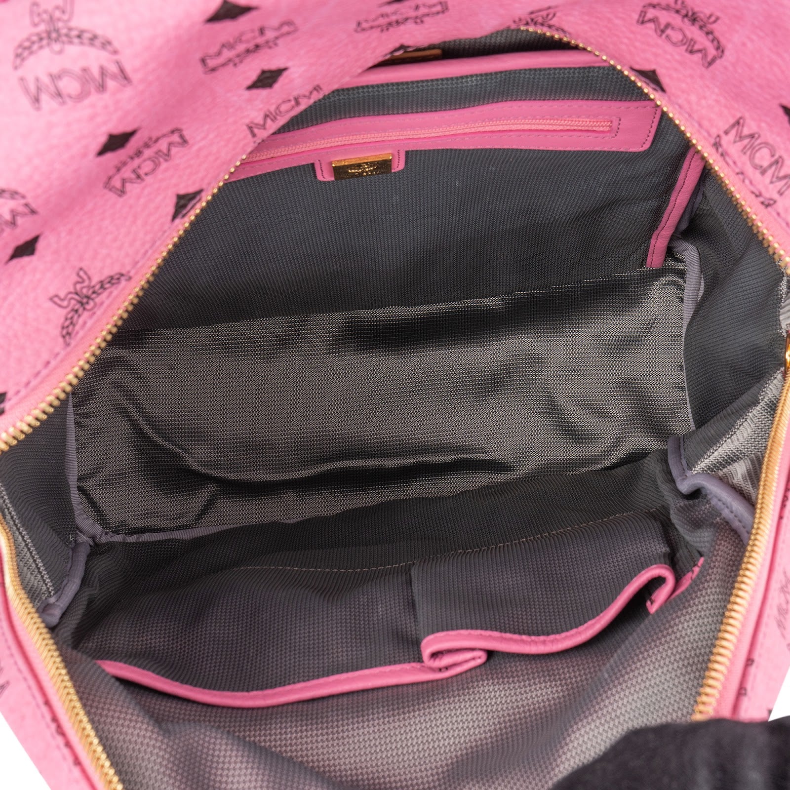 MCM Monogram Visetos Pink Stark Studded Backpack