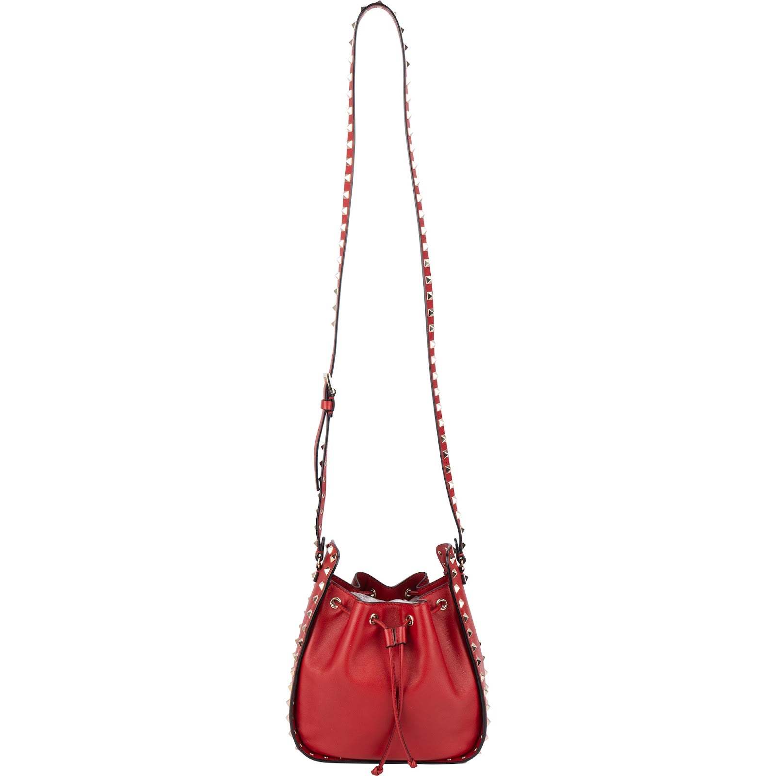 Valentino Garavani Red Leather Rockstud Bucket