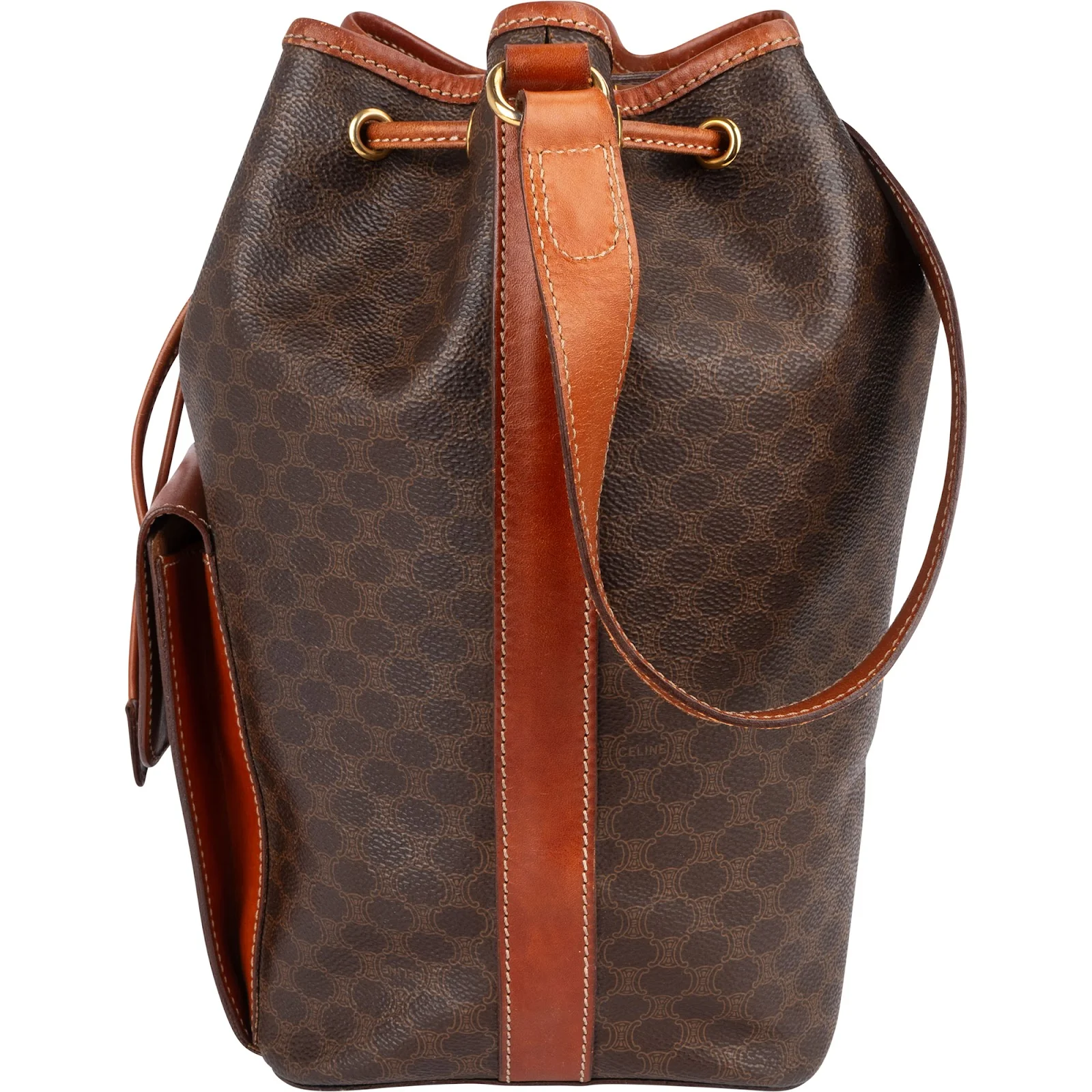 Celine Macadam Canvas Drawstring Bucket Crossbody Bag