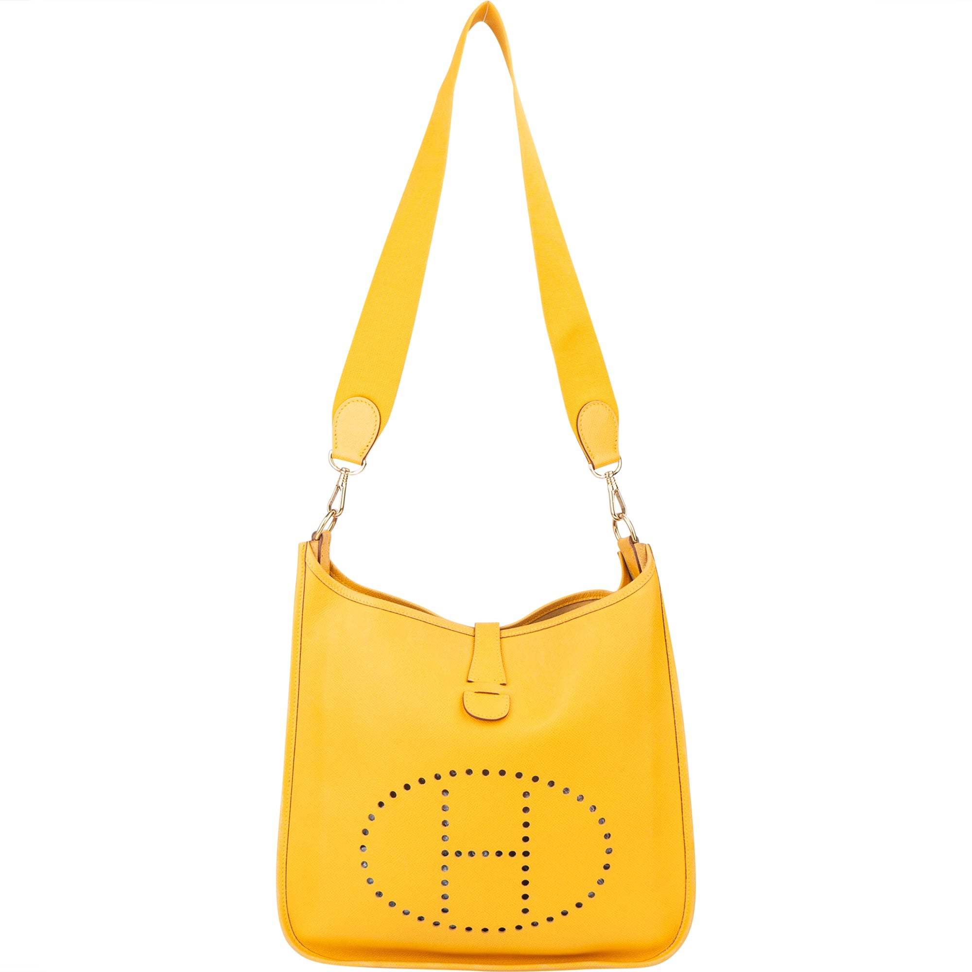 Hermès Yellow Leather Evelyne GM Crossbody Bag