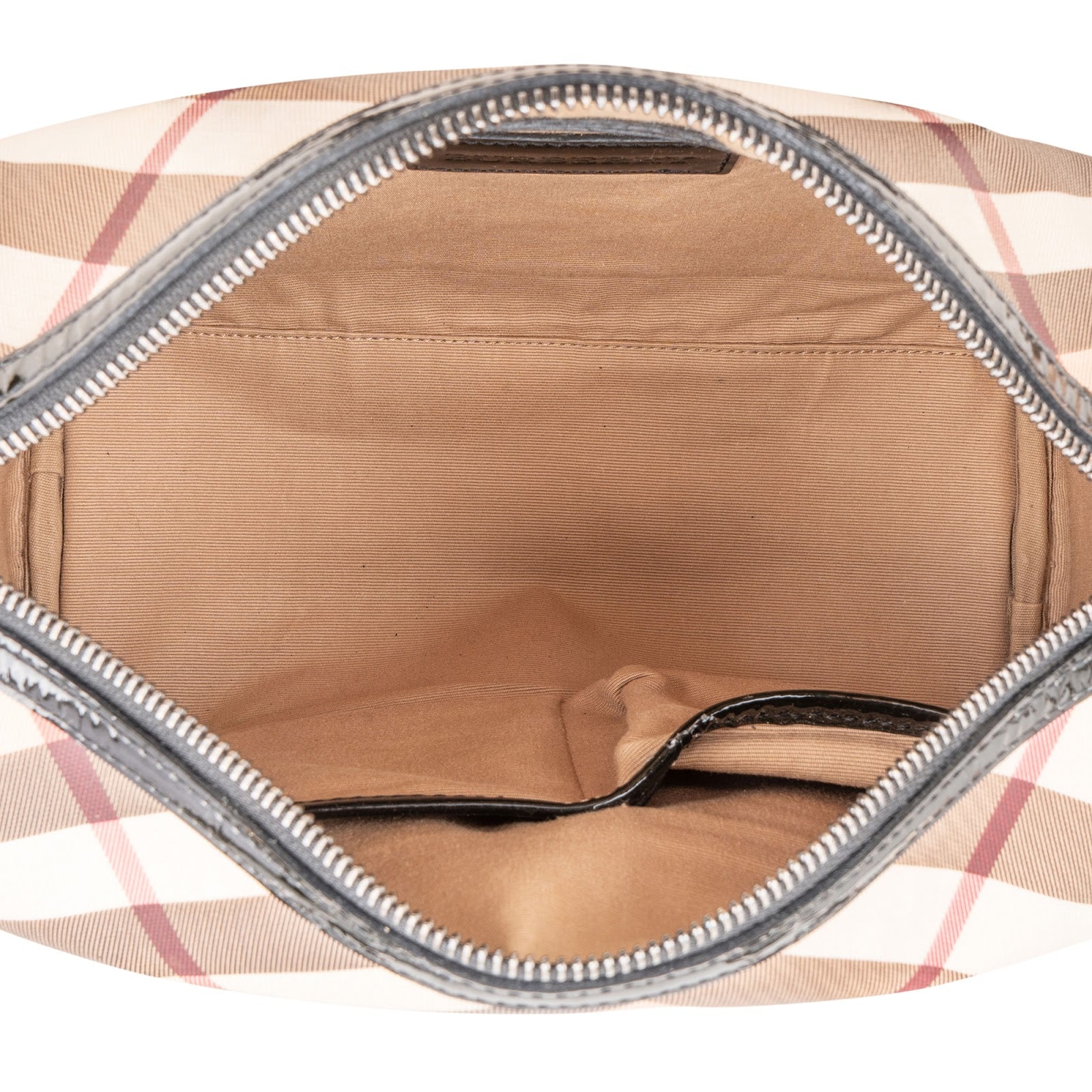 Burberry Nova-Check Monogram Patent Leather Nova Check Small Boston Bag Handbag