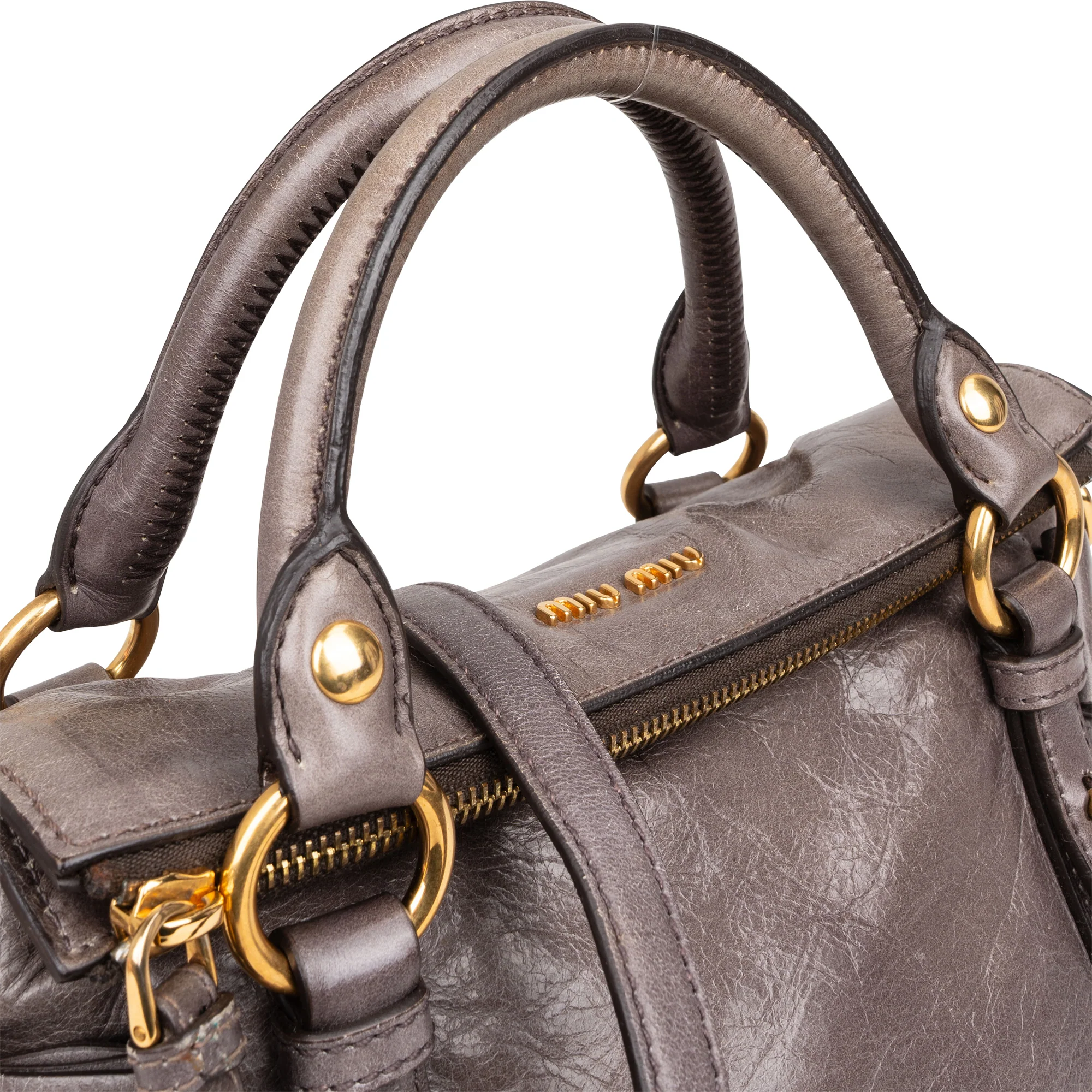 Miu Miu Grey Leather City Handbag
