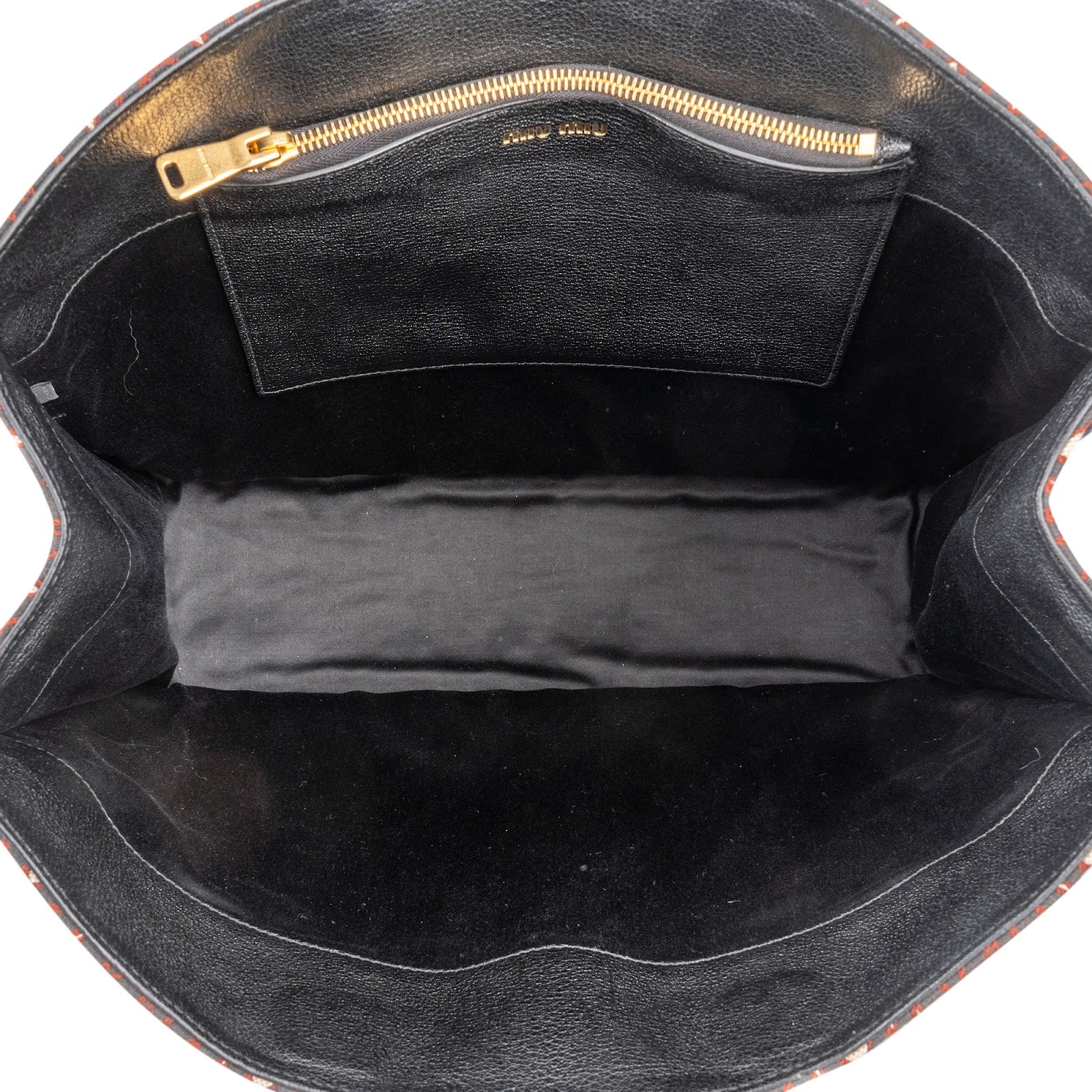 Miu Miu Jacquard Fabric Tote Handbag