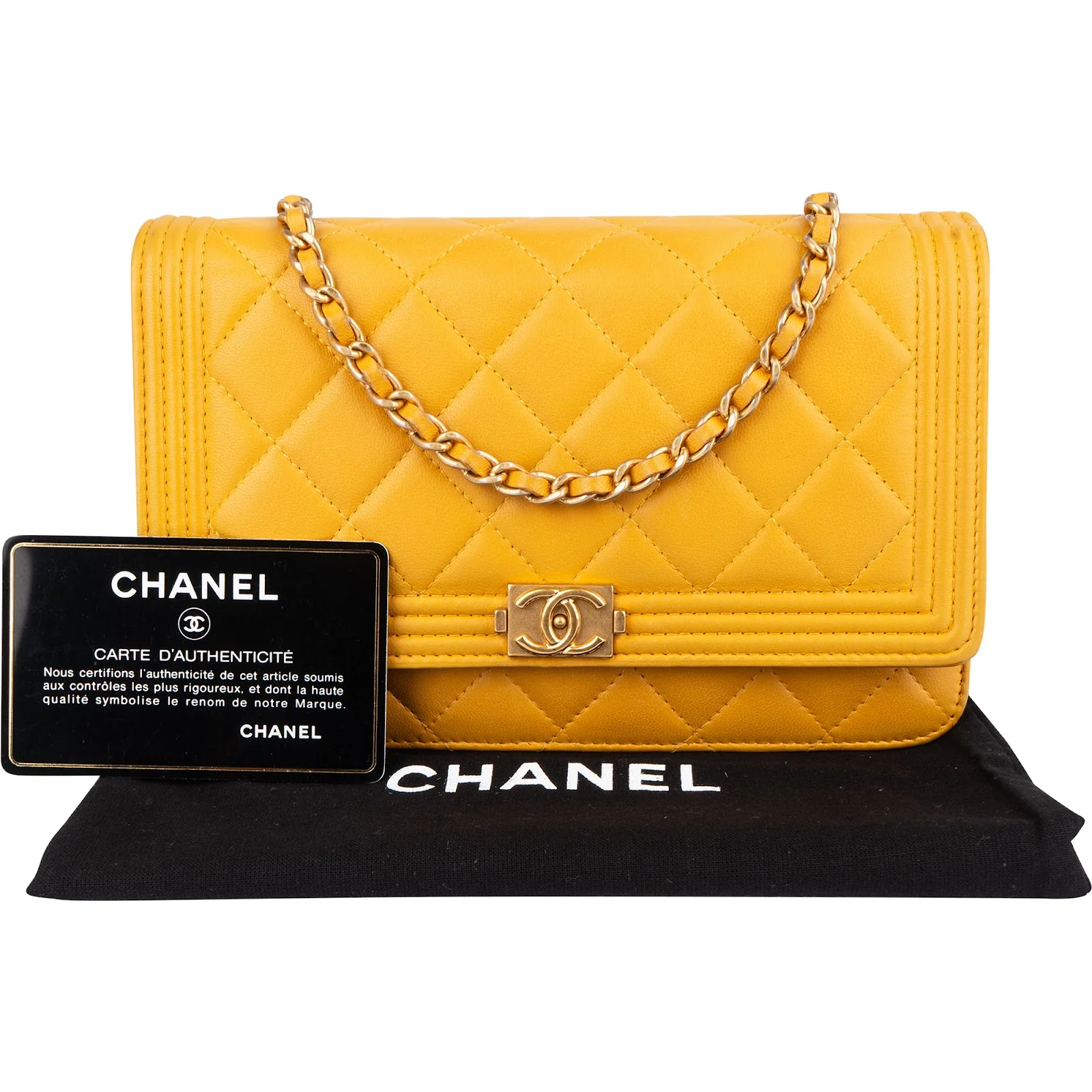 Chanel Quilted Lambskin Small Boy Wallet On Chain Crossbody Bag